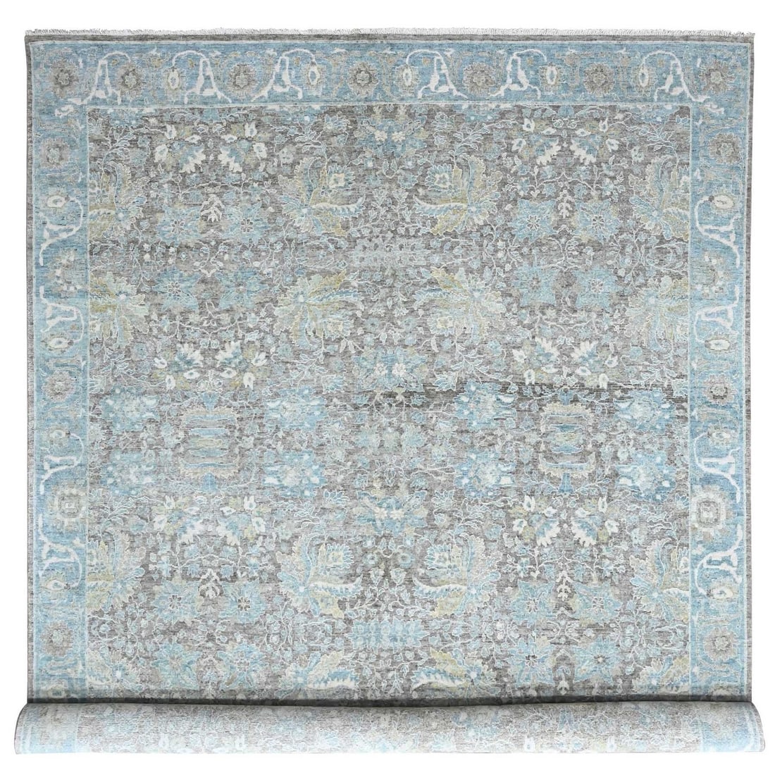 10'x14'2" Brown Antiqued Zoroastrian Influence Zero Pile Hand Knotted Wool: 10'x14'2" Brown Antiqued Zoroastrian Influence Zero Pile Hand Knotted Wool This stunning 10'x14'2" Brown Antiqued Zoroastrian Influence Zero Pile Hand Knotted Wool rug boasts a rich, all-over regional