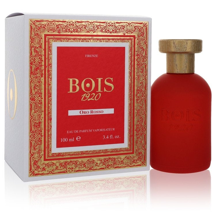 Oro Rosso by Bois 1920 Eau De Parfum Spray 3.4 oz: Oro Rosso by Bois 1920 Eau De Parfum Spray 3.4 oz Oro Rosso by Bois 1920 Eau De Parfum Spray is a vibrant, unisex scent released in 2019. This complex fragrance combines woody, floral, and spicy accor