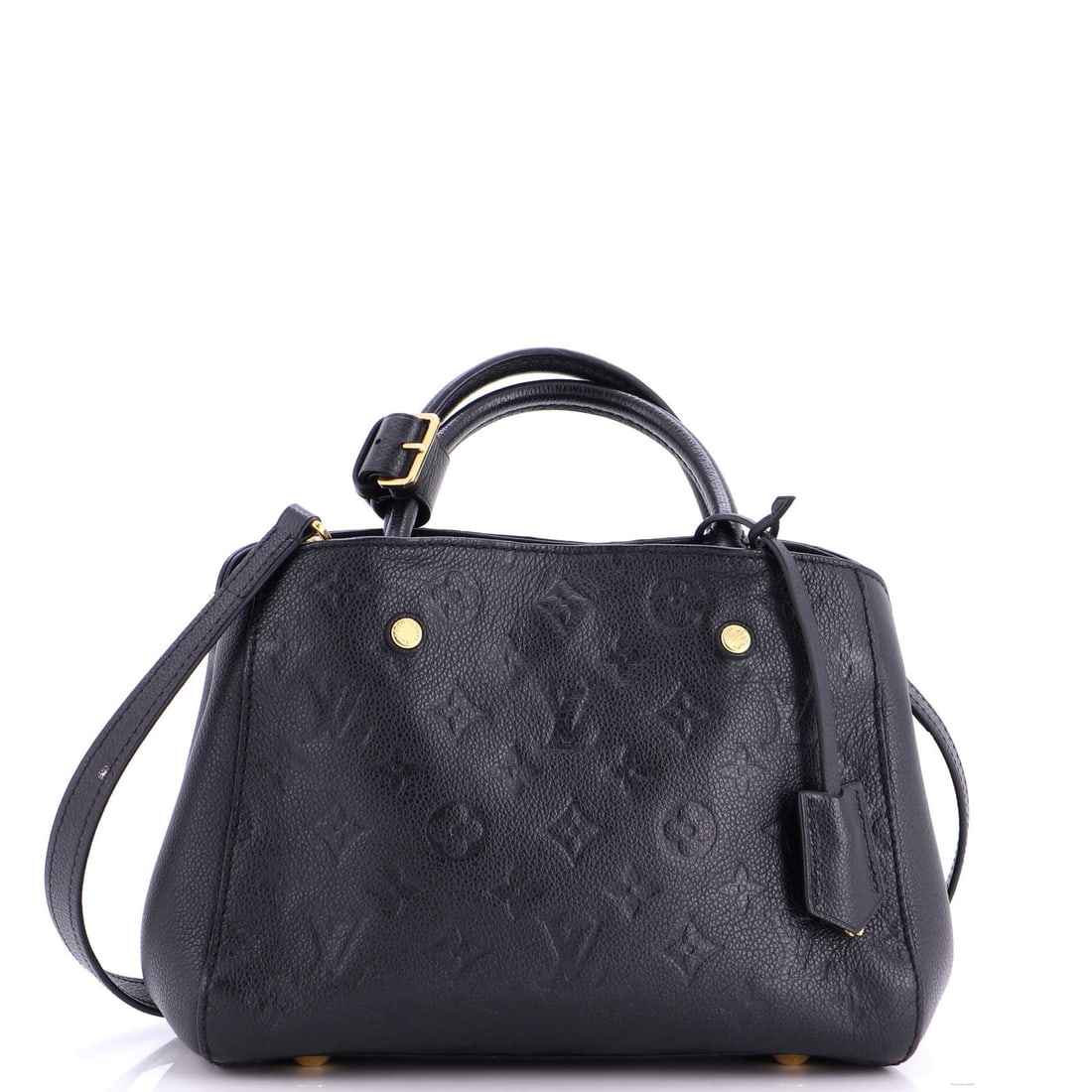 Louis Vuitton Montaigne Handbag Monogram Empreinte Leather BB: Louis Vuitton Montaigne Handbag Monogram Empreinte Leather BB Black Louis Vuitton Montaigne Handbag Monogram Empreinte Leather BB features a classic satchel design with a signature monogram pattern.