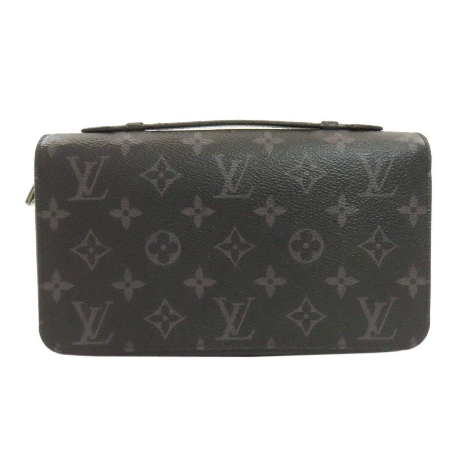Monogram Eclipse Bi Fold Long Wallet Louis Vuitton: Monogram Eclipse Bi Fold Long Wallet Louis Vuitton Monogram Eclipse Bi Fold Long Wallet Louis Vuitton features the iconic Monogram Eclipse pattern in black, with a zipper closure and chain strap. The 