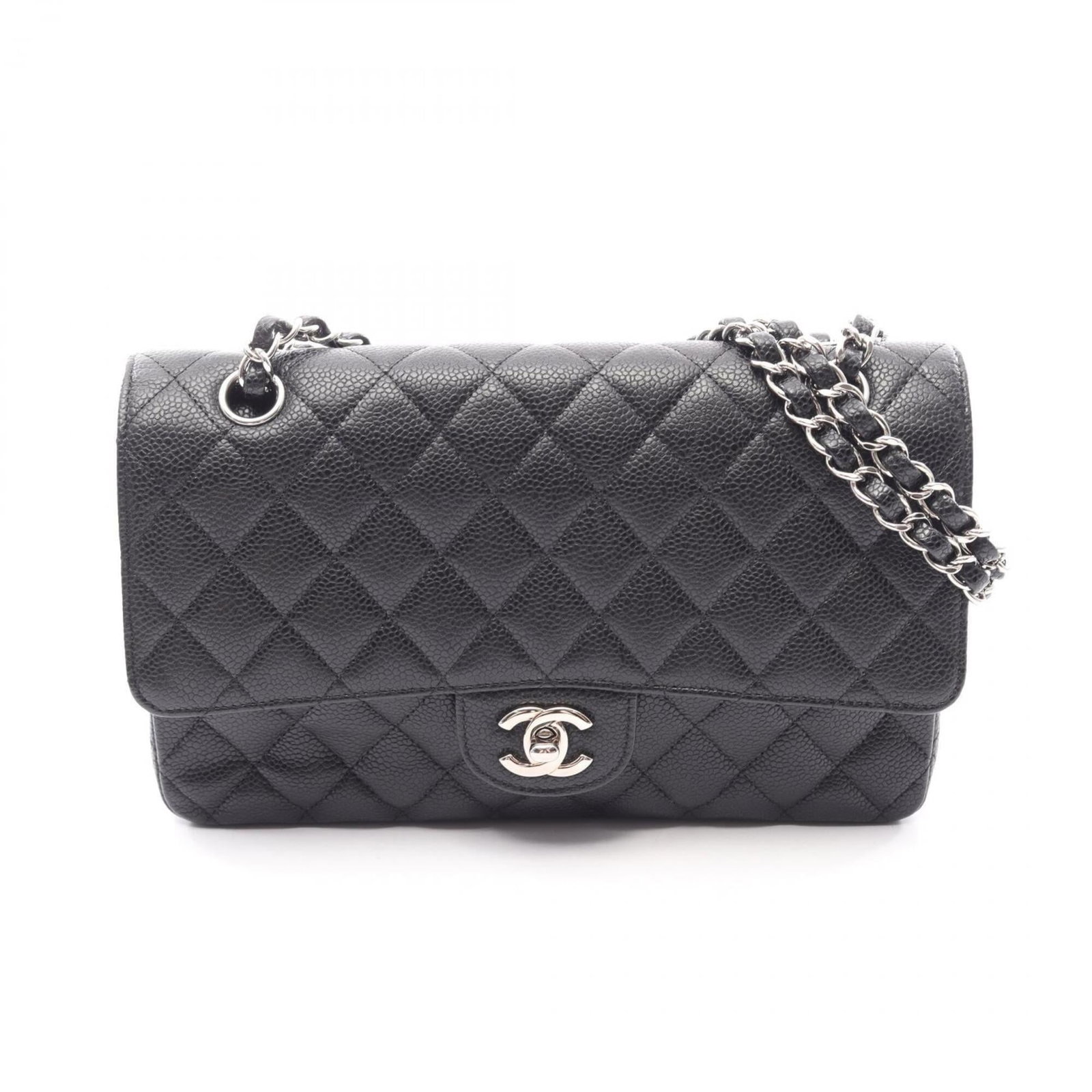 Chanel Handbag Shoulder Bag Grained Calfskin: Chanel Handbag Shoulder Bag Grained Calfskin Black Grained Calfskin Chanel Shoulder Bag with precise measurements and classic design. This timeless shoulder bag boasts luxurious feel and sleek silhoue