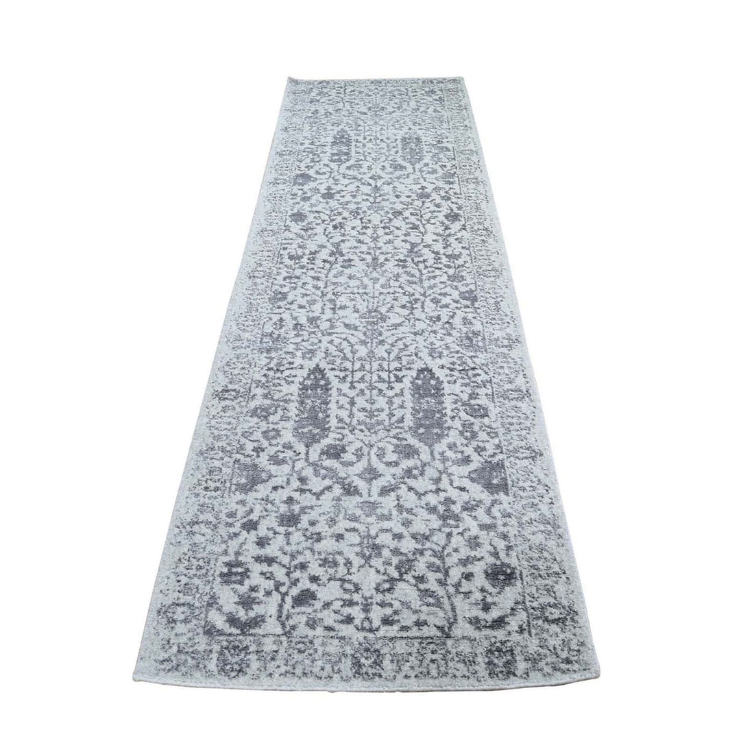 2'5"x8' Jacquard Broken Cypress Tree Design Silken Thick&Plush Runner Rug: 2'5"x8' Jacquard Broken Cypress Tree Design Silken Thick&Plush Runner Rug Silken thick and plush, this 2'5"x8' Jacquard Broken Cypress Tree Design rug boasts an intricate hand-loomed weave featuring w
