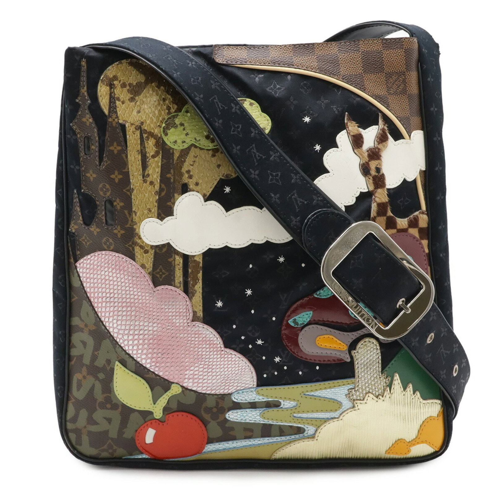 Louis Vuitton Shoulder Bag Monogram Satin Patent Leather Coated Canvas: Louis Vuitton Shoulder Bag Monogram Satin Patent Leather Coated Canvas Monogram Satin, patent leather, and coated canvas come together in sleek black design. This Louis Vuitton shoulder bag boasts a s