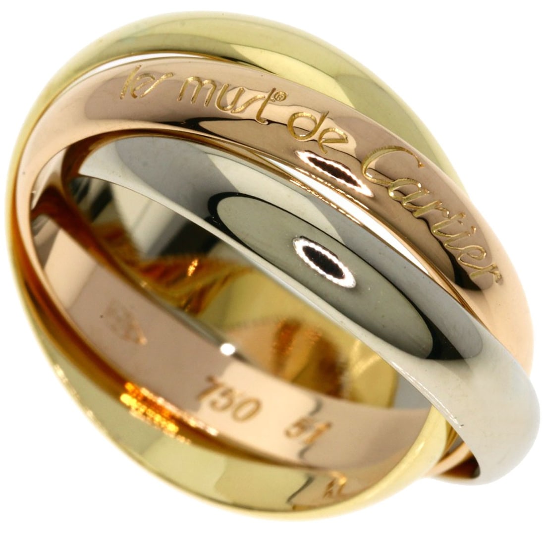 Cartier Trinity #51 Ring K18 Yellow Gold 18K Pink Gold: Cartier Trinity #51 Ring K18 Yellow Gold 18K Pink Gold Cartier Trinity #51 Ring in K18 Yellow Gold, showcasing the brand's signature style with 18k gold metal and a ring size of 5.75(US). This elegant