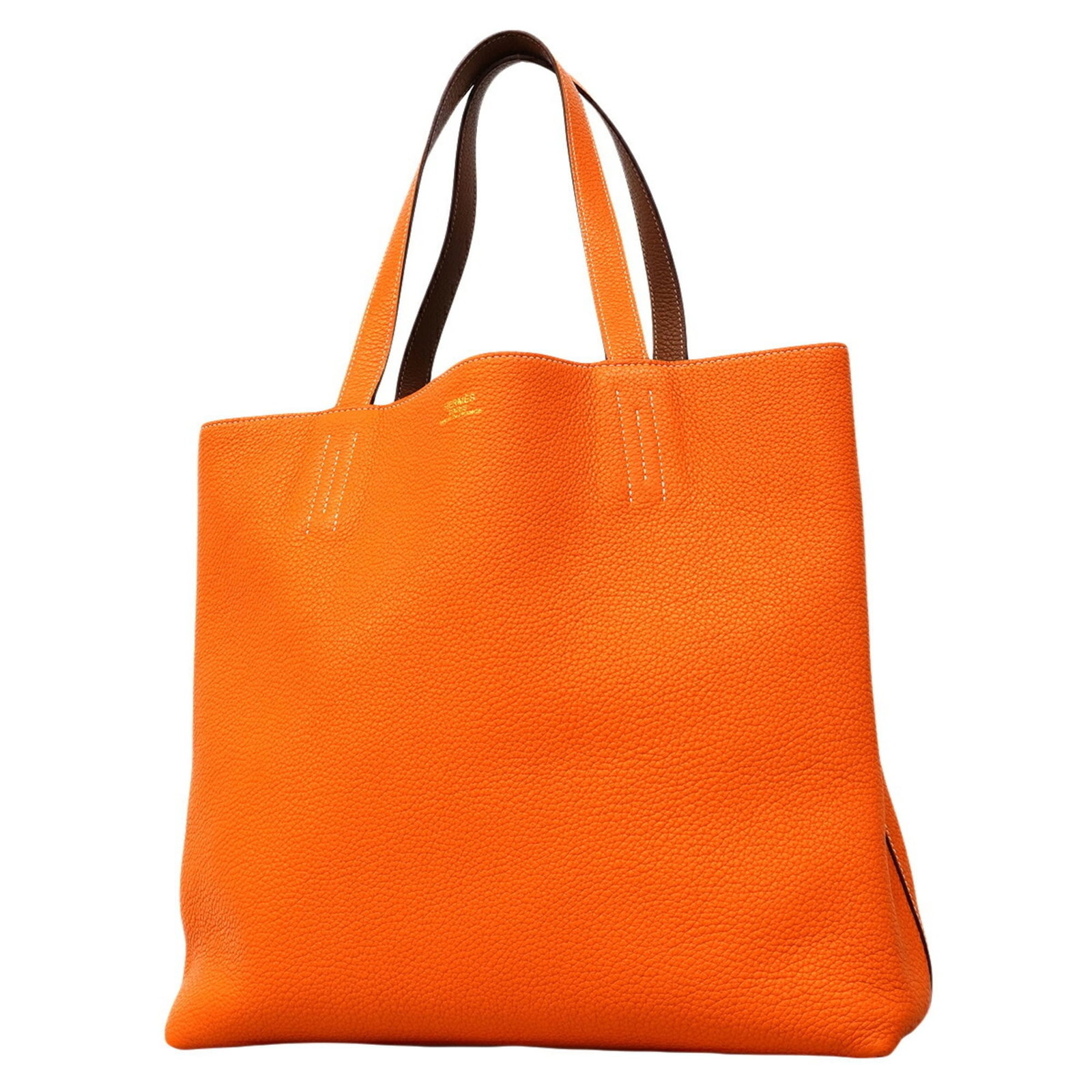 Clemence Tote Bag Taurillon Hermes Leather: Clemence Tote Bag Taurillon Hermes Leather Taurillon clemence leather gives this tote bag its distinctive texture and depth, while the gold and orange color combination adds a touch of elegance. Measu