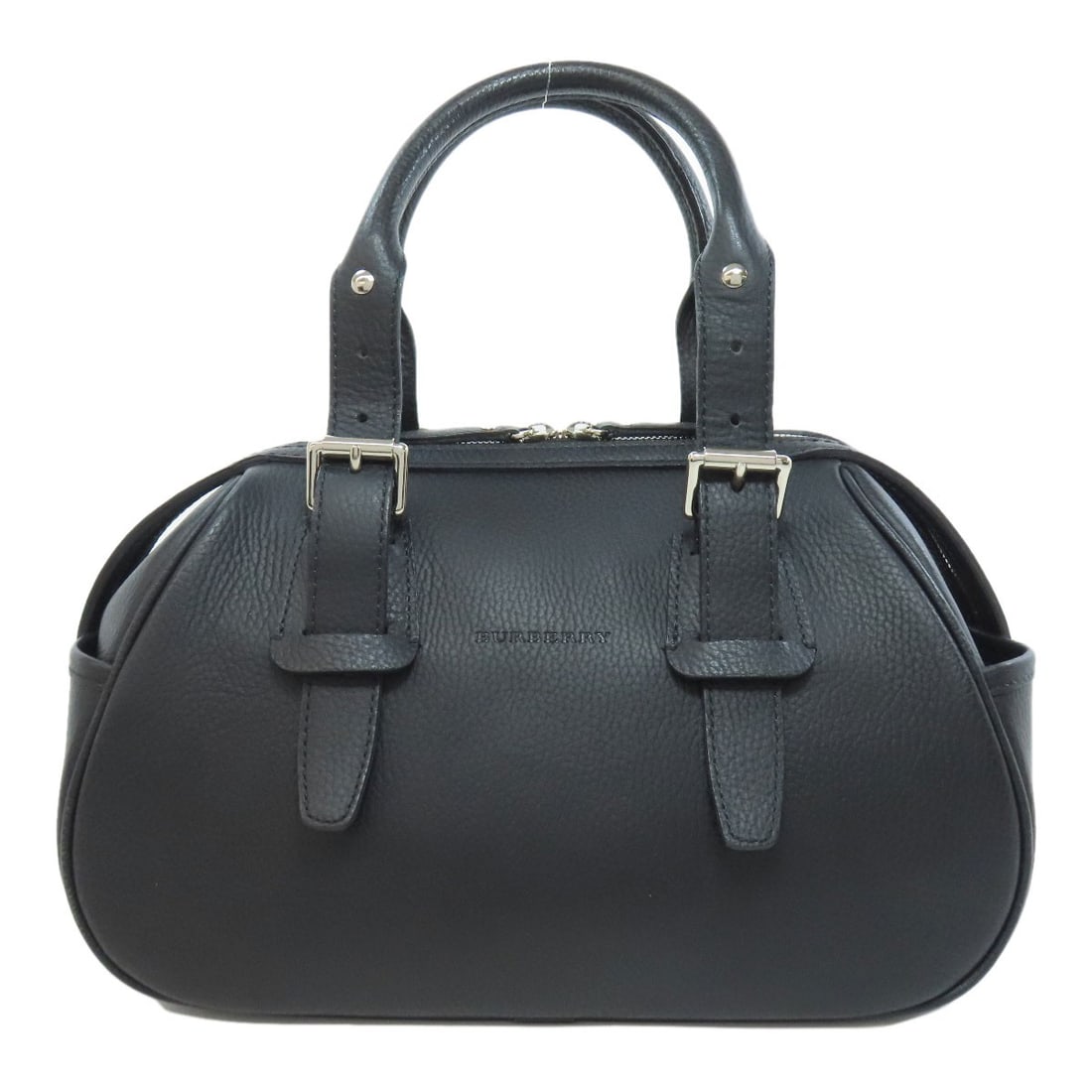 Handbag leather logo Burberry: Handbag leather logo Burberry Black leather Burberry handbag with a logo. Made from high-quality leather, this classic design features a timeless black exterior. A simple yet stylish accessory for eve