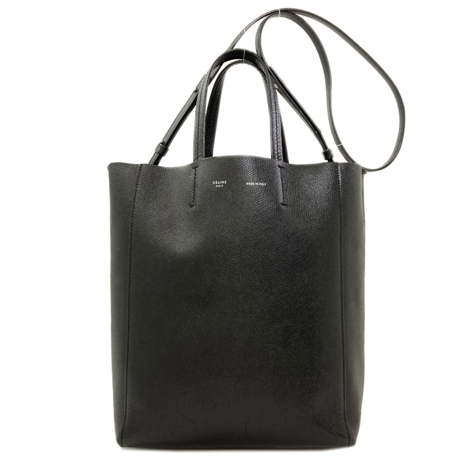 Handbag by Celine: Handbag by Celine The Celine black handbag boasts sleek dimensions, measuring 28cm x 22cm x 10cm. Its compact size makes it a versatile accessory for everyday use. With its understated design, this