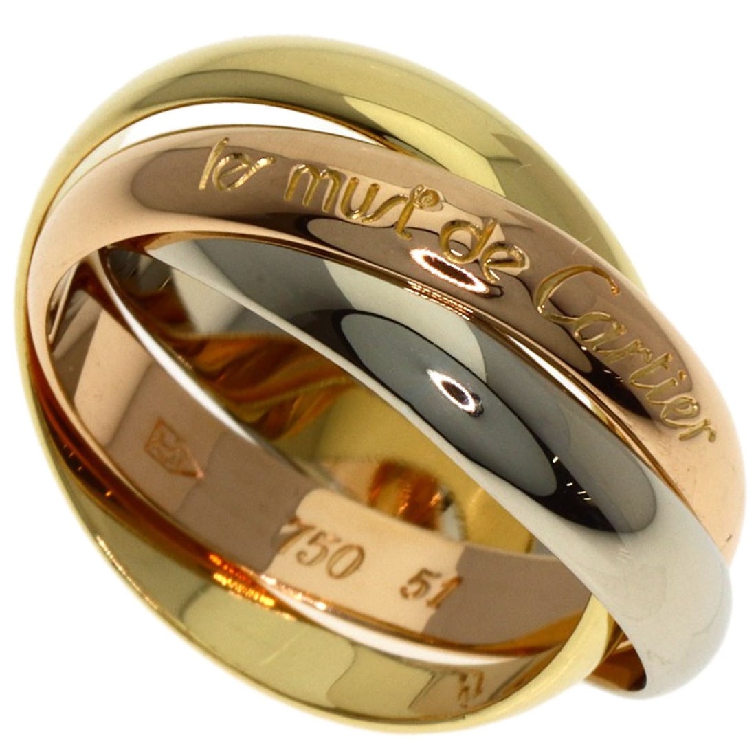 Cartier Trinity #51 Ring K18 Yellow Gold K18 White Gold: Cartier Trinity #51 Ring K18 Yellow Gold K18 White Gold Cartier Trinity #51 Ring in K18 Yellow Gold and White Gold, showcasing the intricate design of two intertwined triangles. This elegant ring feat