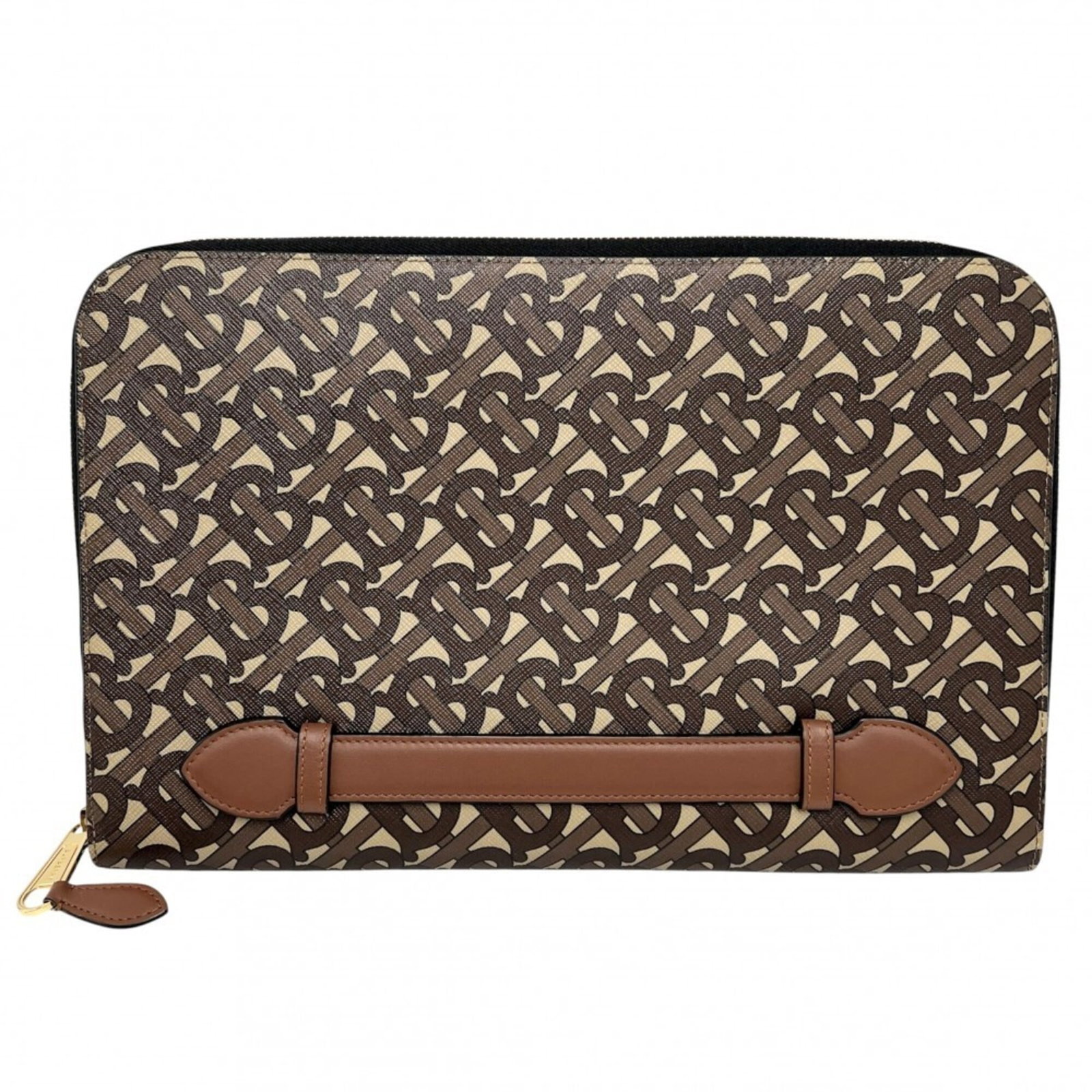 Canvas Pvc Leather Clutch Bag Burberry: Canvas Pvc Leather Clutch Bag Burberry Burberry's canvas, PVC, and leather clutch bag boasts a unique combination of materials in its beige and brown color. Measuring 20cm x 30cm x 2.5cm, it offers a 