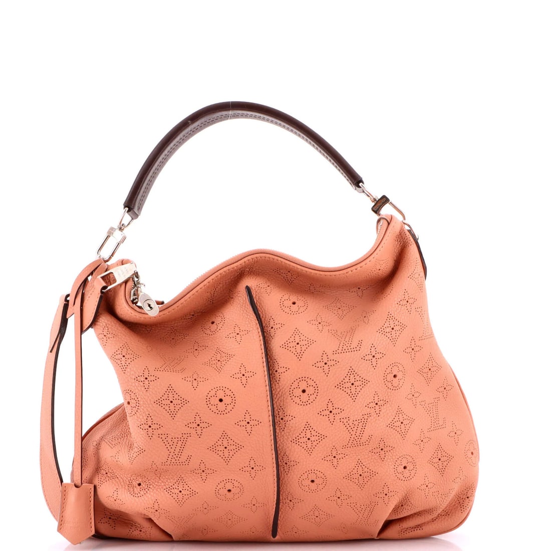 Louis Vuitton Selene Leather Handbag Mahina PM: Louis Vuitton Selene Leather Handbag Mahina PM Pink Louis Vuitton Selene Leather Handbag Mahina PM features a classic hobos style with a minor scuf on the exterior. This handbag comes with pochette ke