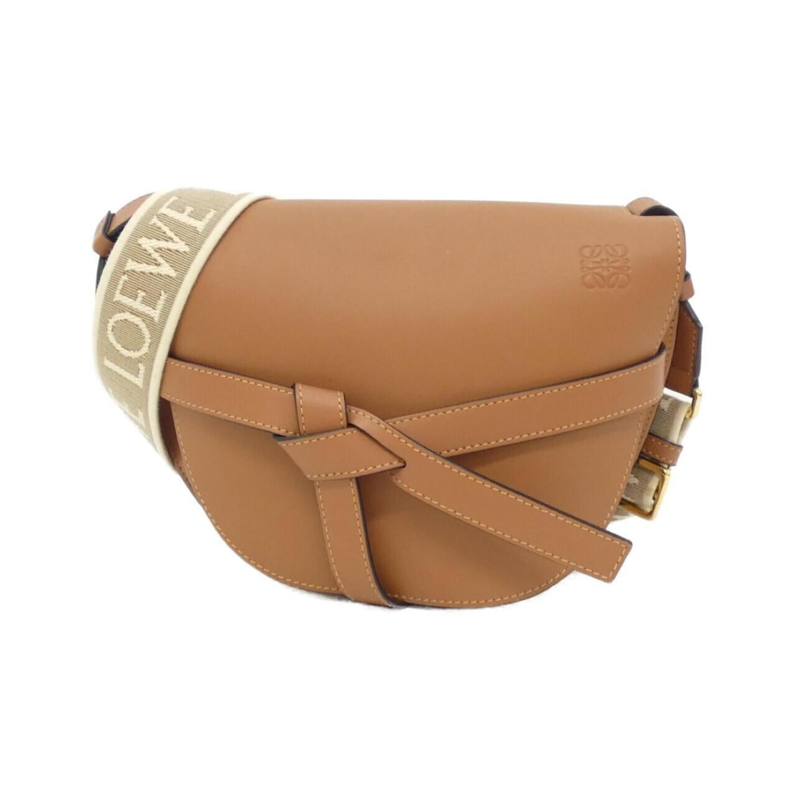 Jacquard leather shoulder bag by Loewe: Jacquard leather shoulder bag by Loewe Jacquard leather shoulder bag by Loewe, featuring calfskin material and gold hardware. Measuring 19cm x 25cm x 12cm, it has a sleek design with adjustable strap 