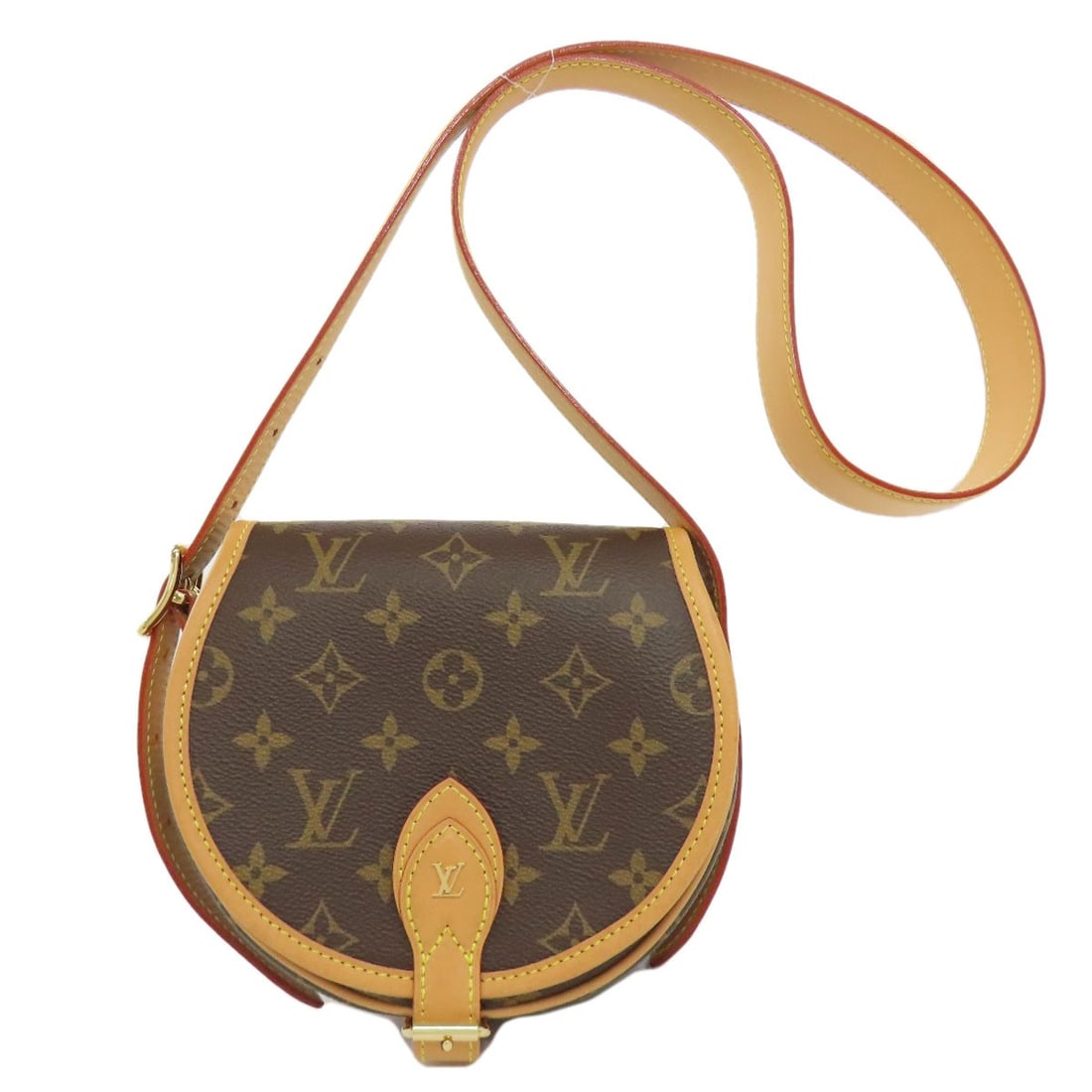 Canvas Monogram Louis Vuitton Bag Tamburan M44860 Shoulder: Canvas Monogram Louis Vuitton Bag Tamburan M44860 Shoulder Brown canvas monogram Louis Vuitton bag with Tamburan M44860 shoulder style, featuring exterior brown material and classic Monogram design. T