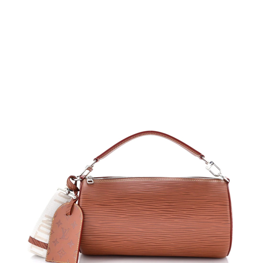 Louis Vuitton Soft Polochon Bag XL Epi Leather MM: Louis Vuitton Soft Polochon Bag XL Epi Leather MM Soft Polochon Bag XL in rich brown Epi leather, featuring a classic cross body design with silver hardware and a spacious interior. Measuring 7" heigh