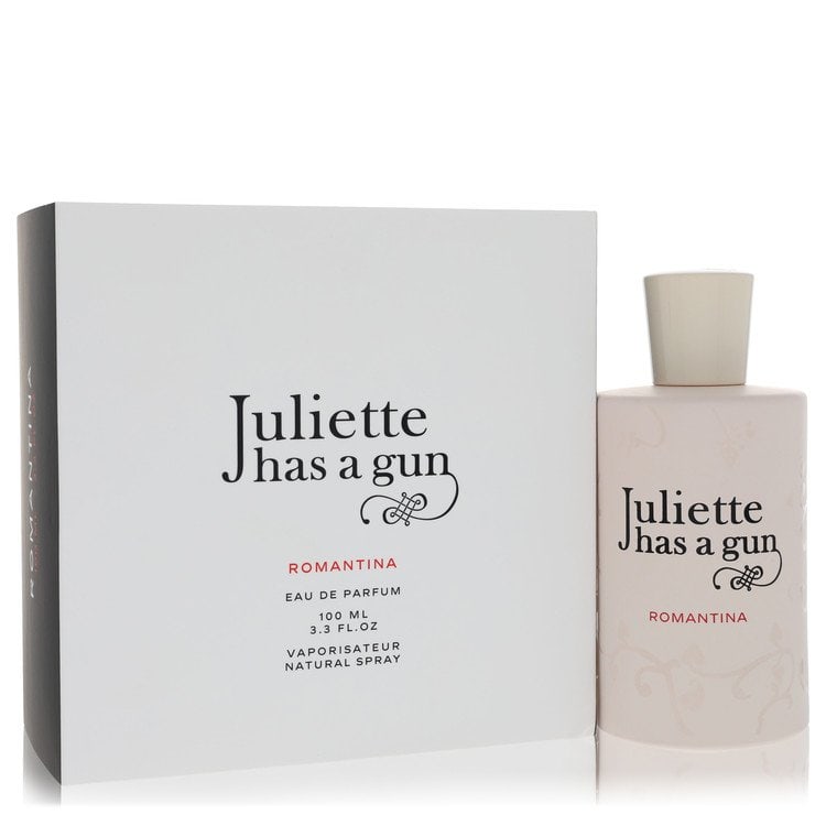 Romantina by Juliette Has A Gun Eau De Parfum Spray 3.3 oz: Romantina by Juliette Has A Gun Eau De Parfum Spray 3.3 oz Romantina by Juliette Has A Gun Eau De Parfum Spray offers a sophisticated women's fragrance with woody and floral accords. The scent feature