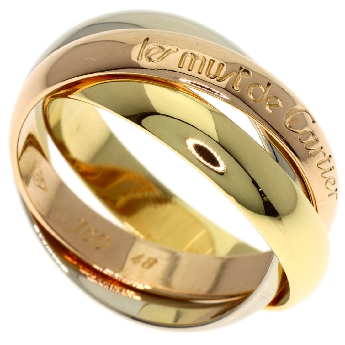 Cartier Trinity Ring K18 Yellow Gold Pink 18k Gold: Cartier Trinity Ring K18 Yellow Gold Pink 18k Gold Cartier Trinity Ring in K18 Yellow Gold features a striking design with no main stone, showcasing the beauty of 18k gold. This ring is crafted from h
