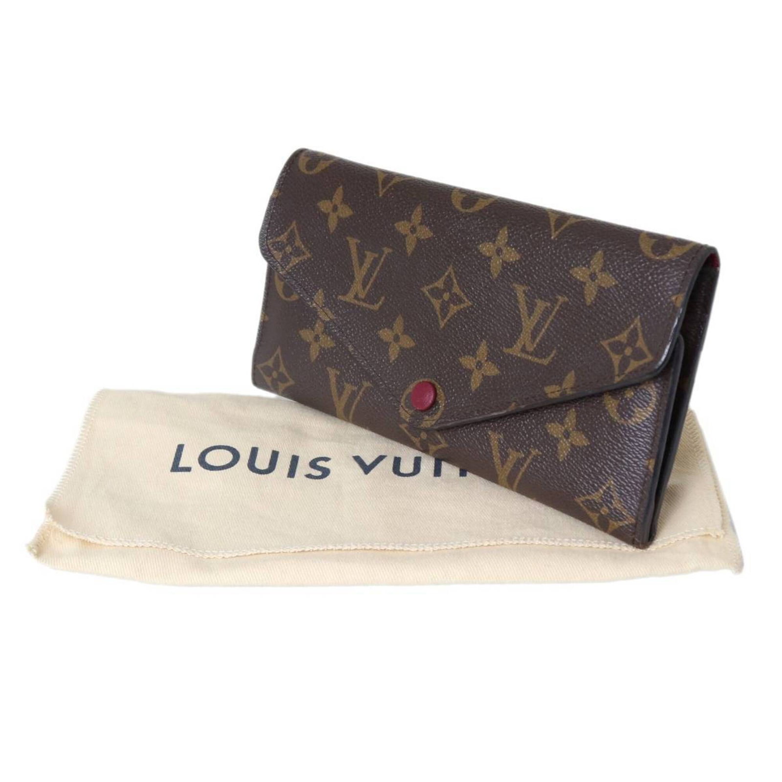 Long Bi Fold Wallet Louis Vuitton: Long Bi Fold Wallet Louis Vuitton Monogram pattern adds a touch of elegance to this long bi-fold wallet from Louis Vuitton, measuring 10.5cm x 19.3cm x 2.5cm in size. The classic design features the i