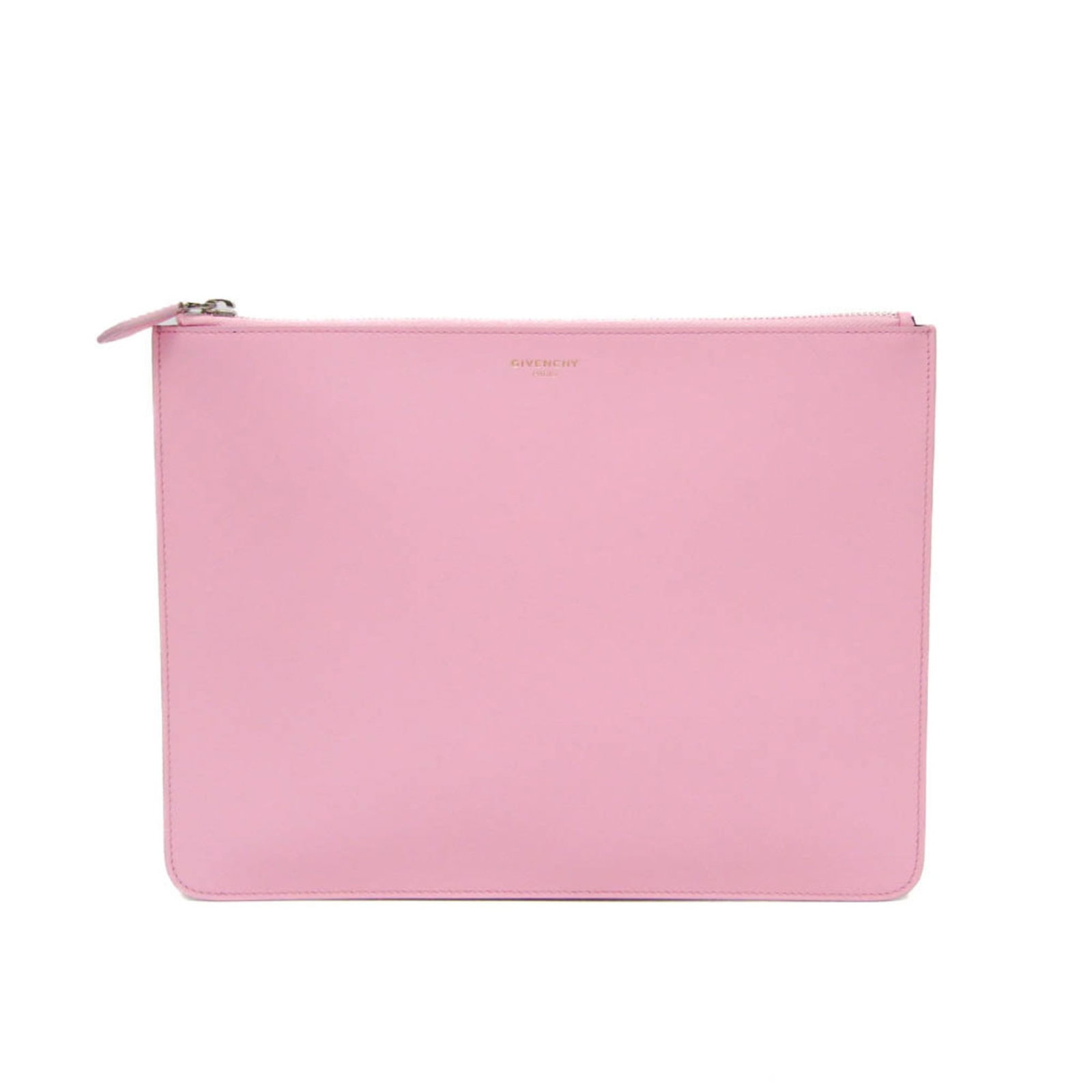 Givenchy Bag Leather: Givenchy Bag Leather The Givenchy Bag Leather is a stylish and sleek clutch bag made from high-quality Italian leather. Featuring a striking pink color and silver hardware, this elegant accessory is m
