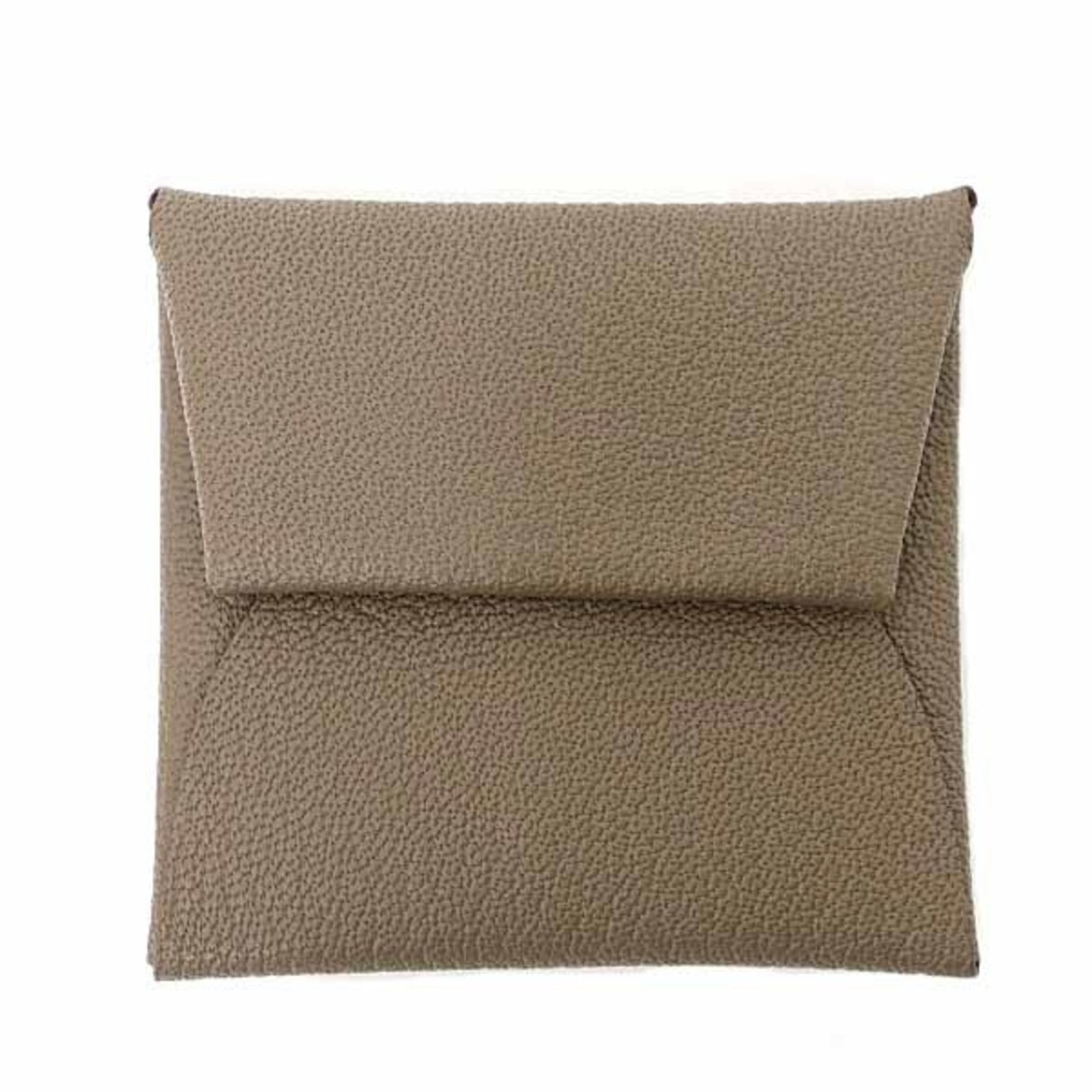 Myzore Leather Chevre Coin Purse Coin Case: Myzore Leather Chevre Coin Purse Coin Case Chevre myzore leather coin purse/coin case from Hermes, crafted in France with a sophisticated etoupe gray finish. Measuring 8.2cm x 8.3cm x 1.5cm, it comes 