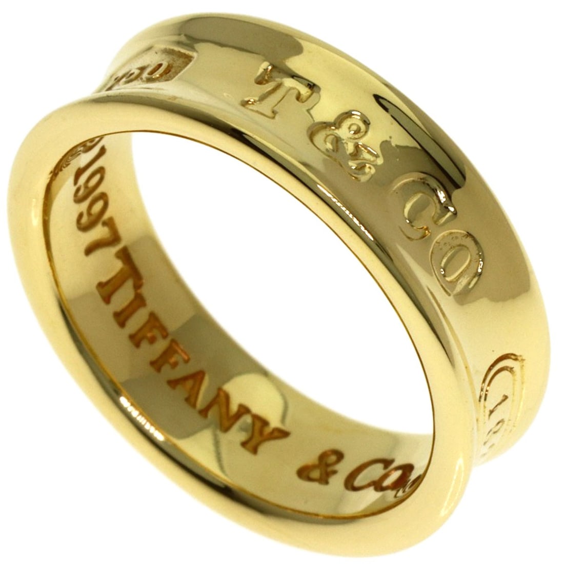 Tiffany&Co. 1837 Ring K18 Yellow Gold: Tiffany&Co. 1837 Ring K18 Yellow Gold K18 Yellow Gold Tiffany&Co. Ring, crafted from 18k gold for durability and shine, boasts a classic style with no main stone to add an understated touch. This