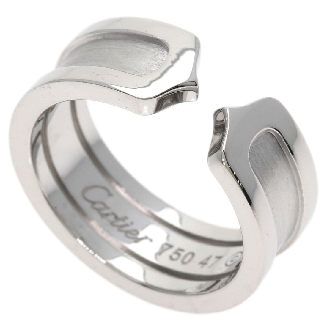 Cartier C2 Ring White Gold K18 47 Ring: Cartier C2 Ring White Gold K18 47 Ring Cartier C2 Ring in White Gold K18 features a sleek and modern design, showcasing the purity of K18 gold. This silver-toned ring boasts a classic style without