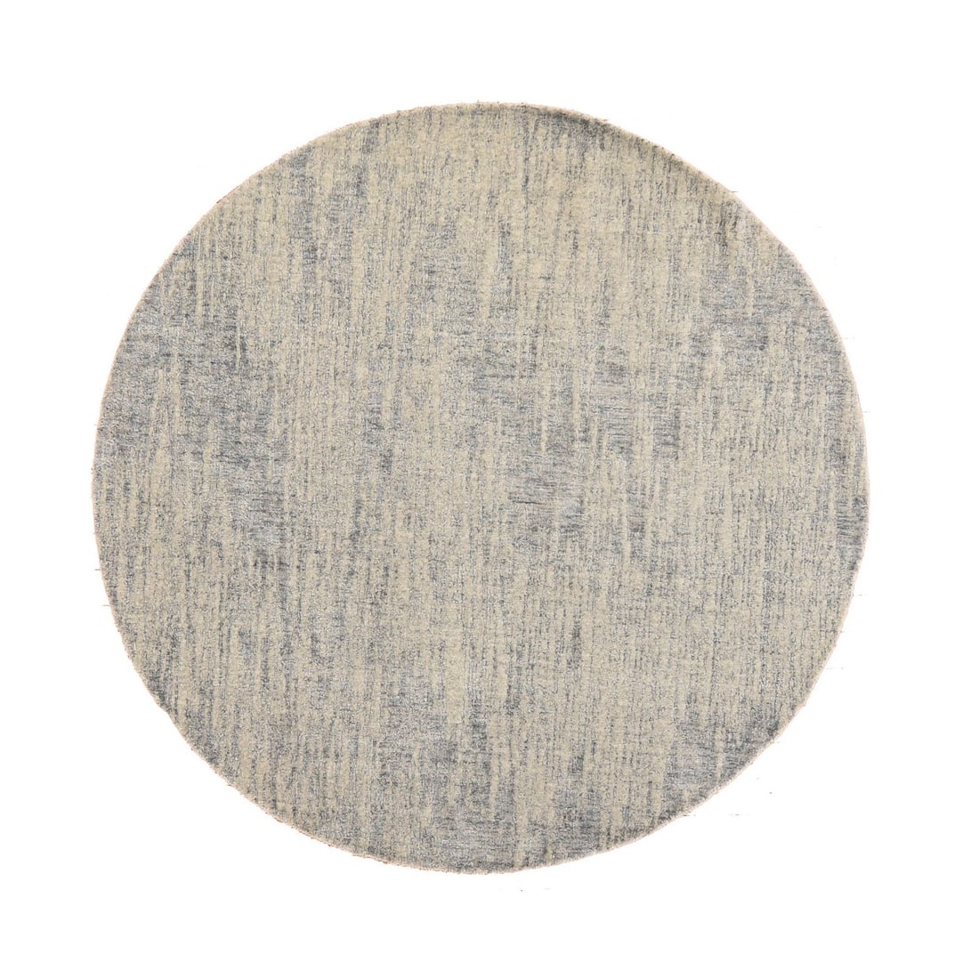 5'9"x5'9" Gray Fine Jacquard Hand Loomed Modern Design Wool and Silk Round: 5'9"x5'9" Gray Fine Jacquard Hand Loomed Modern Design Wool and Silk Round Modern design meets traditional craftsmanship in this stunning 5'9"x5'9" gray fine Jacquard hand loomed wool and silk round r