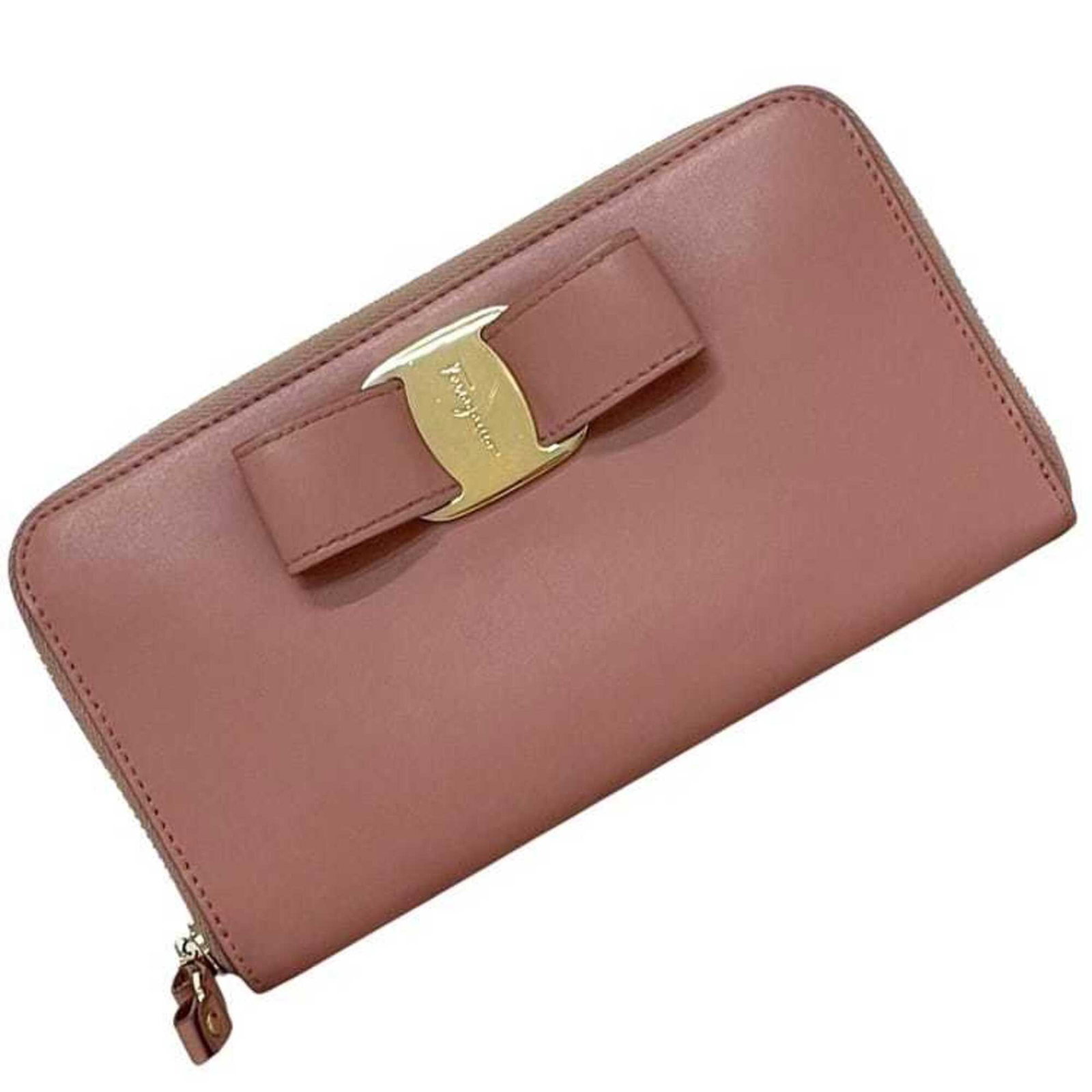 Salvatore Ferragamo Long Wallet (Bi-Fold) Leather: Salvatore Ferragamo Long Wallet (Bi-Fold) Leather Pink Salvatore Ferragamo Long Wallet (Bi-Fold) Leather, measuring 10.5cm x 19cm x 2.5cm, features a bi-fold design and made from high-quality