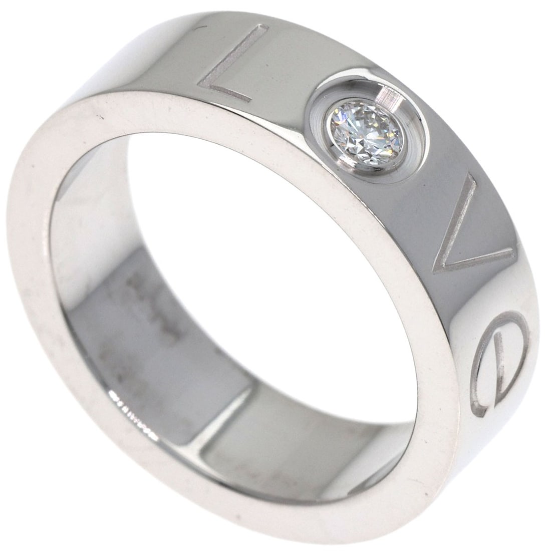 Cartier Love Ring 1P Diamond 2006 Christmas Limited #47 Ring K18 White: Cartier Love Ring 1P Diamond 2006 Christmas Limited #47 Ring K18 White Cartier Love Ring 1P Diamond 2006 Christmas Limited #47 features a K18 White Gold setting, adorned with a diamond and bearing the