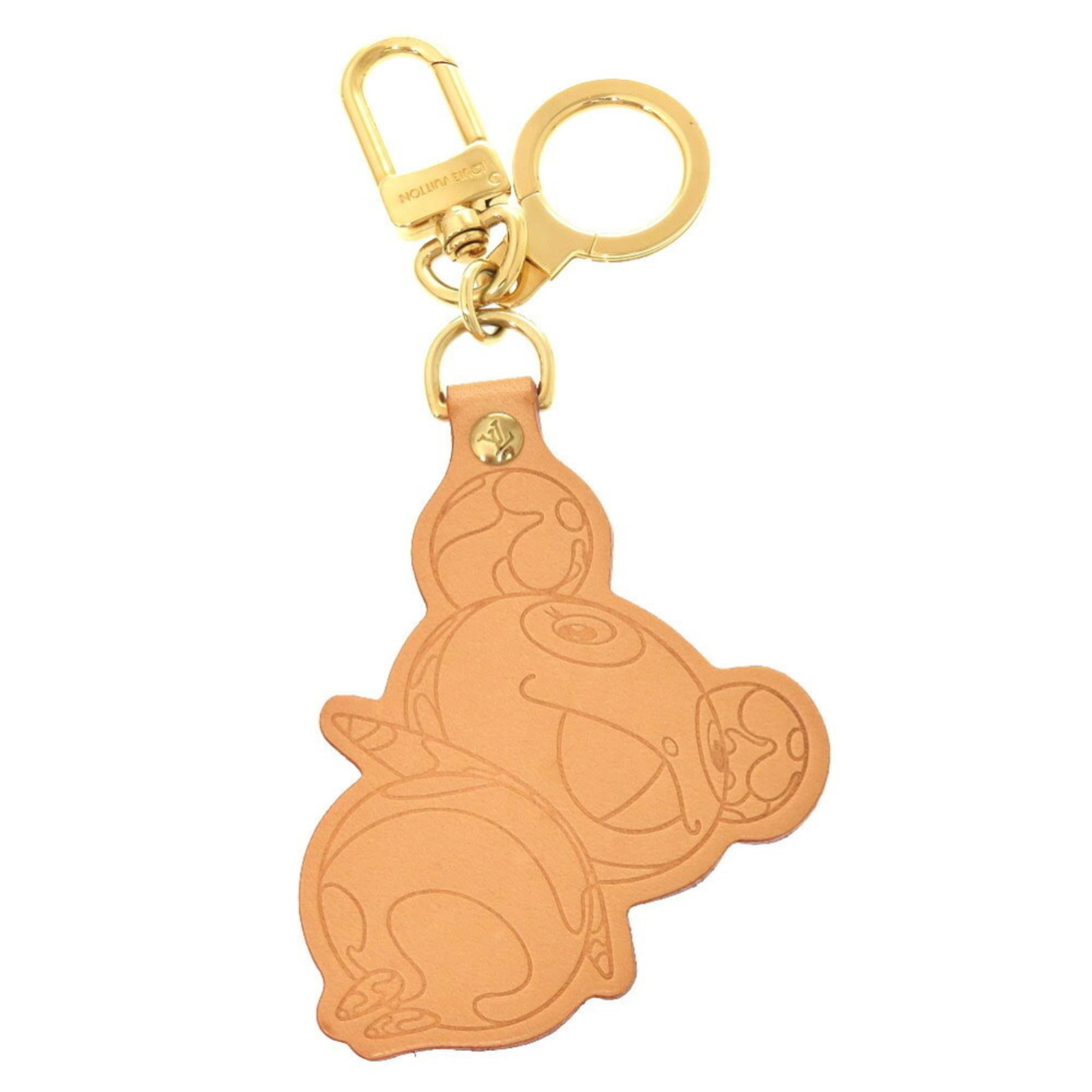 Vuitton Keyring Leather: Vuitton Keyring Leather Vachetta leather keyring from Louis Vuitton, crafted in France with a classic M62637 design. This elegant accessory features a sturdy brown color and measures 8.5cm x 7.5cm in 