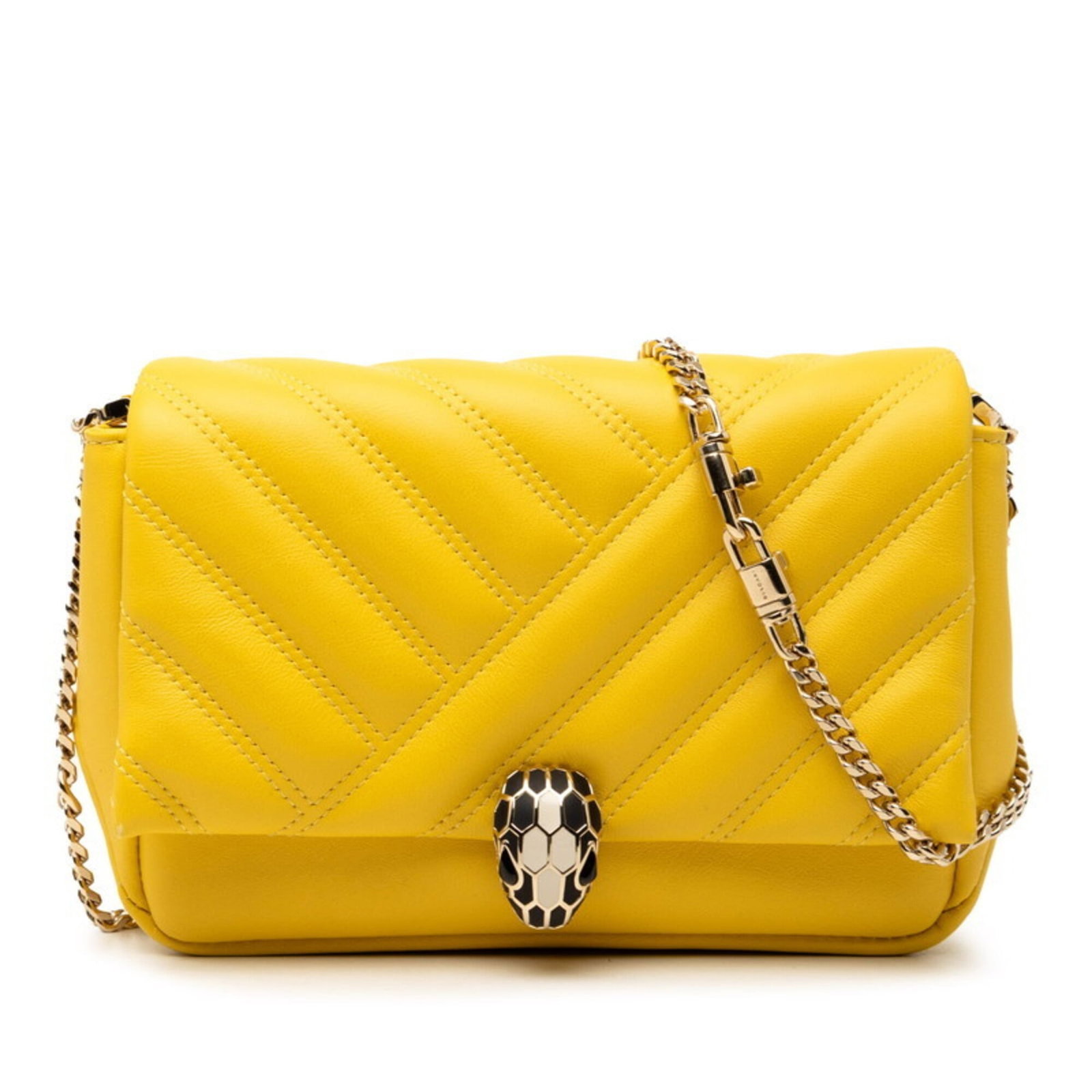Bvlgari Leather Shoulder Bag: Bvlgari Leather Shoulder Bag Yellow Bvlgari Leather Shoulder Bag, measuring 12cm x 19cm x 5.5cm, features high-quality leather construction and a classic shoulder bag design. The bright yellow color a