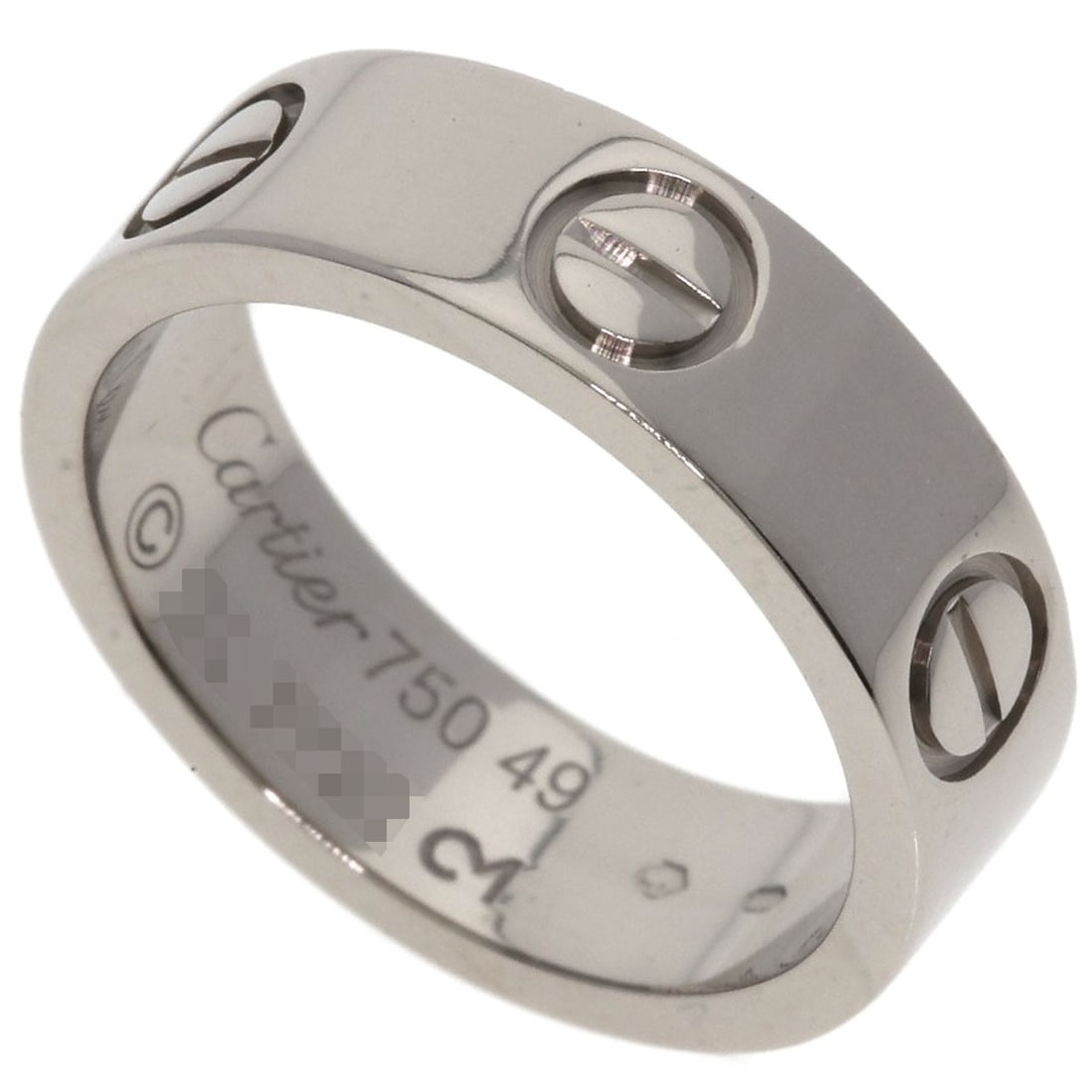 Cartier Love Ring #49 Ring K18 White Gold: Cartier Love Ring #49 Ring K18 White Gold Cartier's K18 White Gold Love Ring #49 boasts sleek, silver-toned elegance in a classic ring design. This piece features the iconic Cartier signature and is c