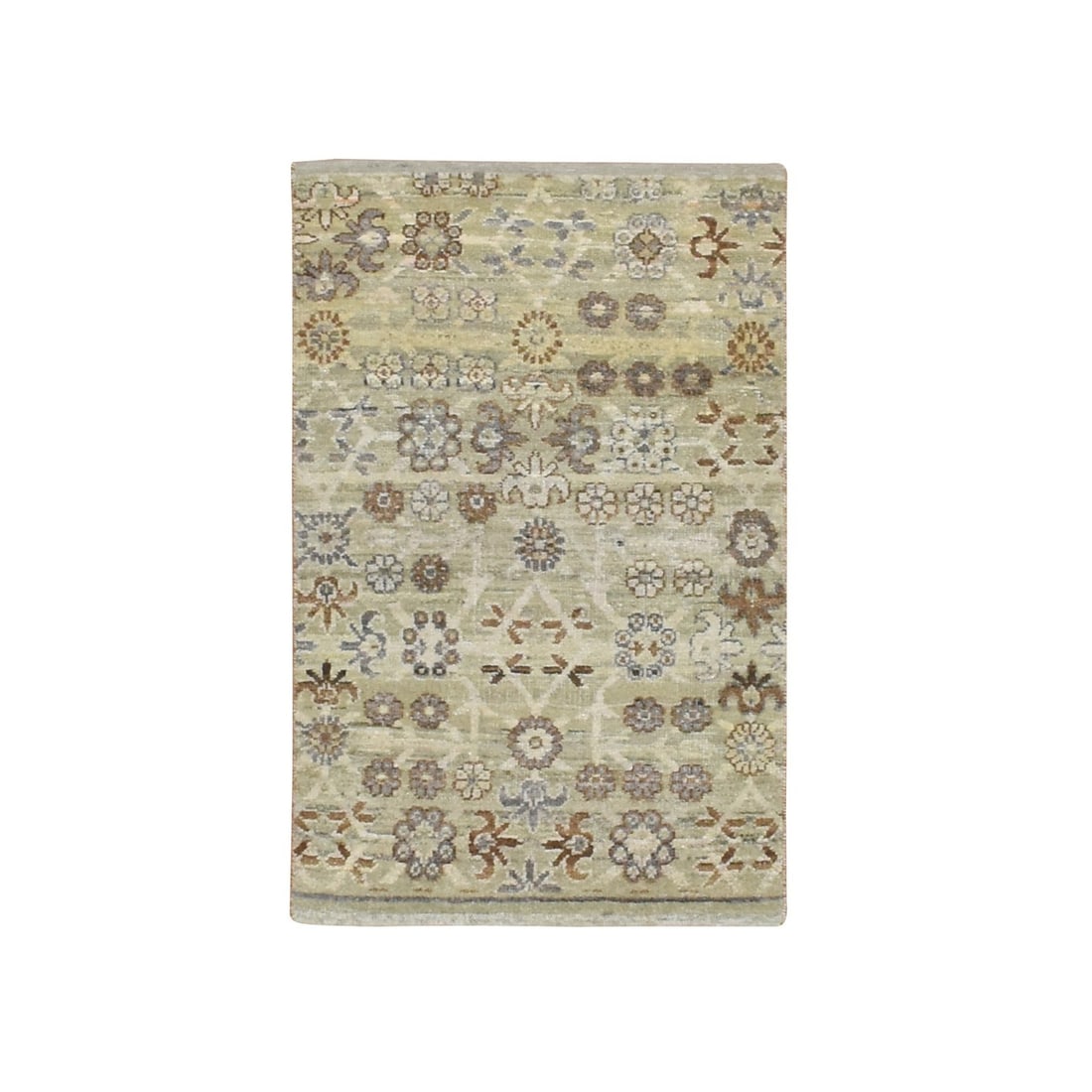 2'x3' Beige Khotan Design Hand Knotted Pure Wool Sample Mat Oriental Rug: 2'x3' Beige Khotan Design Hand Knotted Pure Wool Sample Mat Oriental Rug This exquisite hand-knotted pure wool sample mat features an all-over beige Khotan design, showcasing intricate floral patterns
