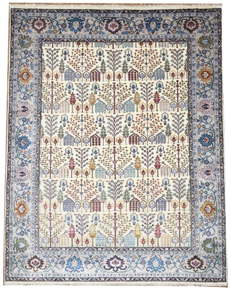 Abstract Distressed 8X10 Modern Oriental Rug Hand-Carded Wool Large Carpet Hand-Knotted: Abstract Distressed 8X10 Modern Oriental Rug Hand-Carded Wool Large Carpet Hand-Knotted Hand-knotted with exceptional detail, this abstract modern oriental rug boasts a unique multicolored palette fea