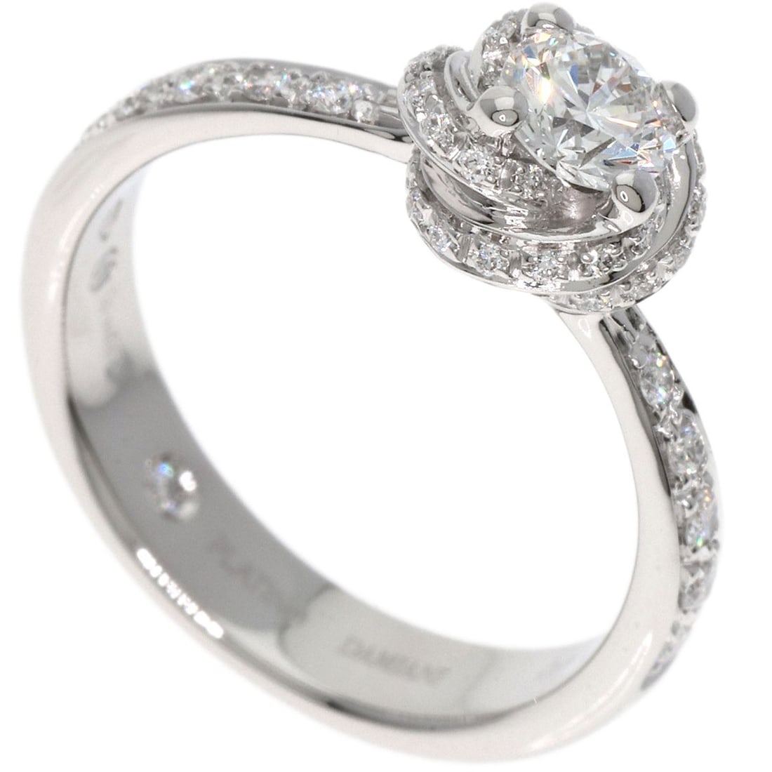 Damiani Pocciolo Diamond G-Vvs2-Ex Ring Platinum Pt950: Damiani Pocciolo Diamond G-Vvs2-Ex Ring Platinum Pt950 Damiani's Pocciolo Diamond Ring stands out with its sleek platinum design, featuring a D color diamond weighing 0.31ct. The ring's silver metal e