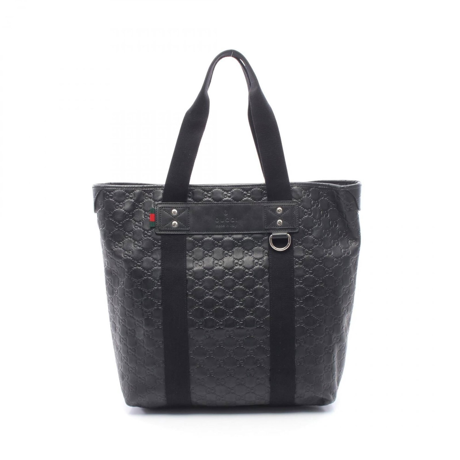 Gucci leather tote bag: Gucci leather tote bag Black Gucci leather tote bag with classic design, measuring 38cm x 35cm x 13cm. Made from high-quality leather, this stylish bag features a timeless silhouette that suits everyd