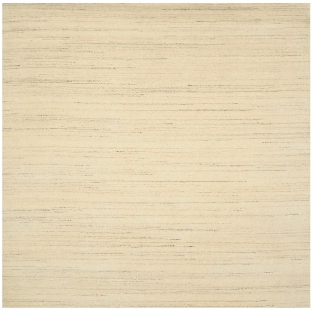 Cream Solid Hand-Loomed 6X6 Gabbeh Wool Square Rug Oriental Home Decor Carpet Hand-Knotted: Cream Solid Hand-Loomed 6X6 Gabbeh Wool Square Rug Oriental Home Decor Carpet Hand-Knotted Hand-Loomed in West Asia, this solid cream-colored wool square rug boasts a modern design with a subtle round