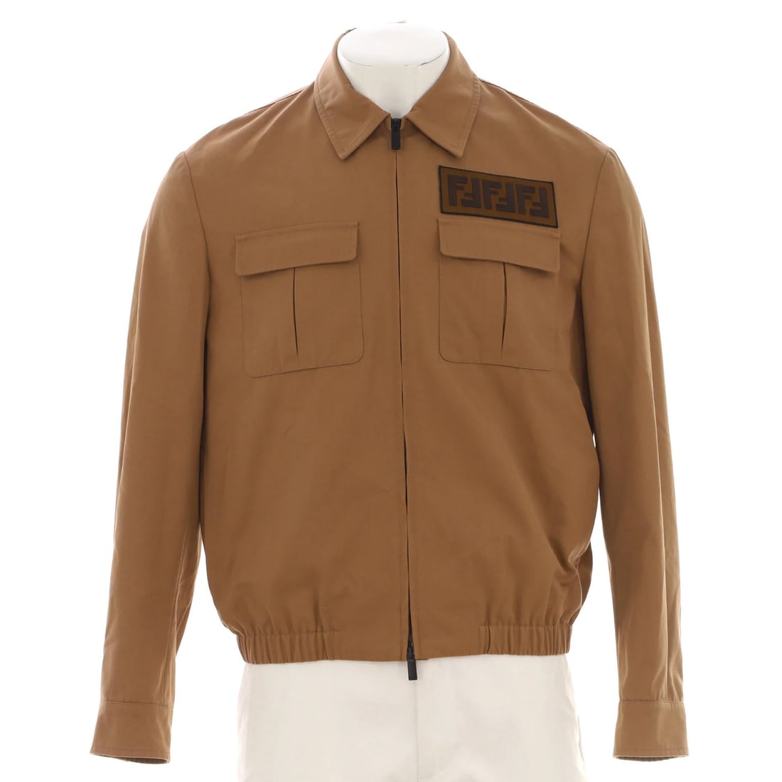 Fendi Men's Zucca Pointed Collar Zip Up Utility Jacket Polyester Blend (1 of 4)