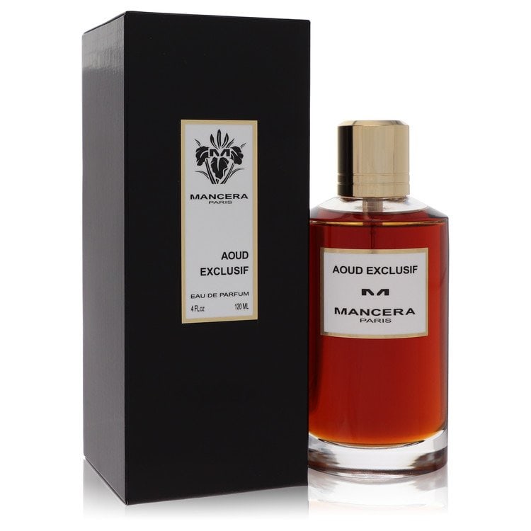 Mancera Aoud Exclusif by Mancera Eau De Parfum Spray (Unisex) 4 oz: Mancera Aoud Exclusif by Mancera Eau De Parfum Spray (Unisex) 4 oz Saffron, pepper, cumin, and labdanum open the scent of Mancera Aoud Exclusif, transitioning to Bulgarian rose, Indonesian patchouli, 