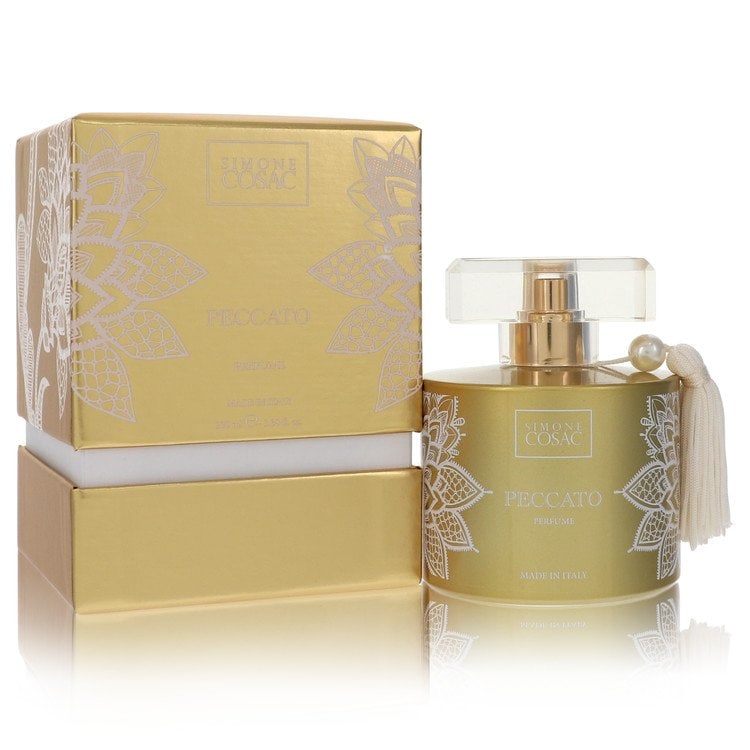Peccato by Simone Cosac Profumi Perfume Spray 3.38 oz: Peccato by Simone Cosac Profumi Perfume Spray 3.38 oz Soft and inviting, Peccato by Simone Cosac Profumi Perfume Spray features layers of sparkling citrus and sheer florals over a subtly sweet woody b