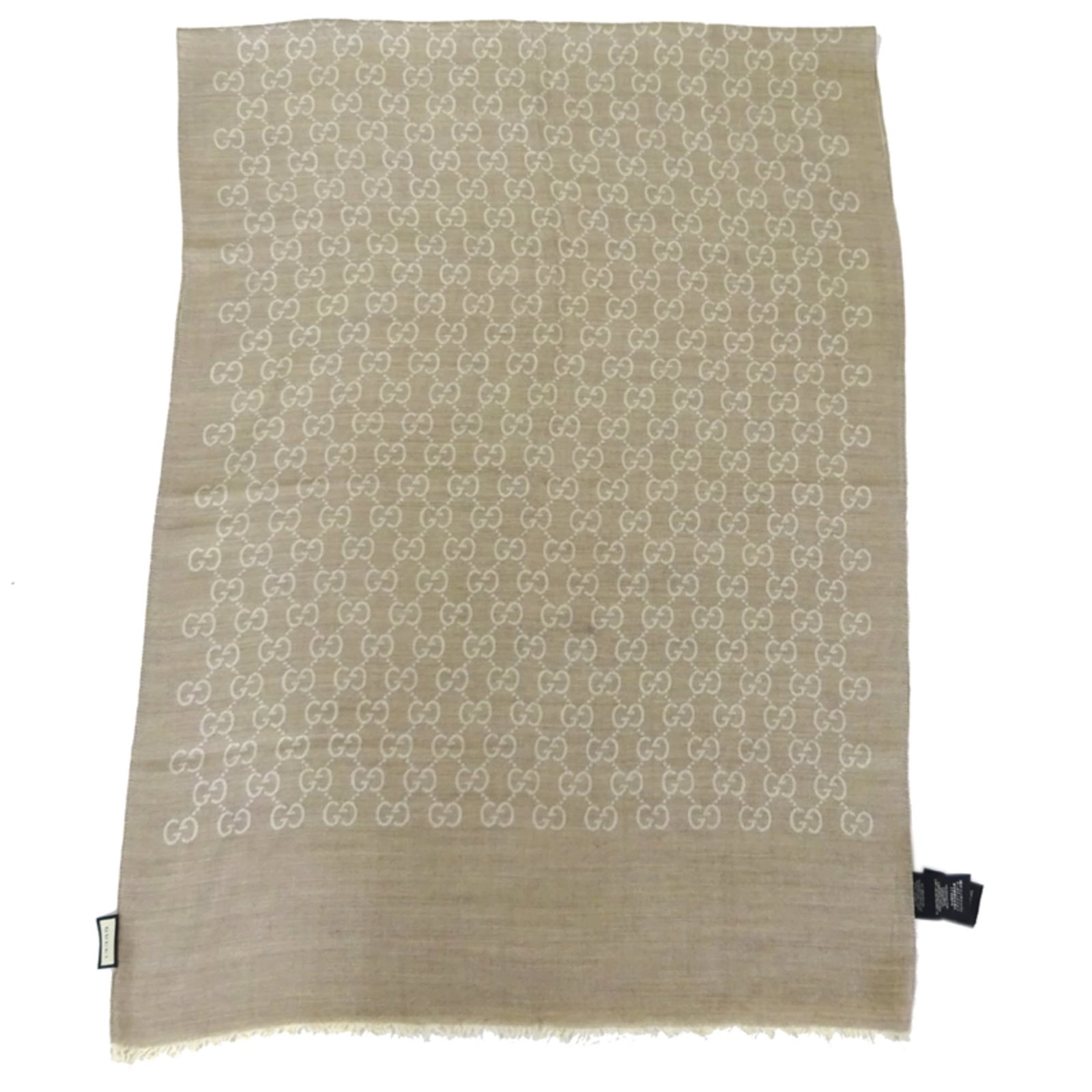 Silk scarf by Gucci: Silk scarf by Gucci Silk scarf from Gucci, made in Italy, features a beige color and measures 70cm x 2m. The luxurious silk material provides a soft and elegant drape, while the brand's signature styl