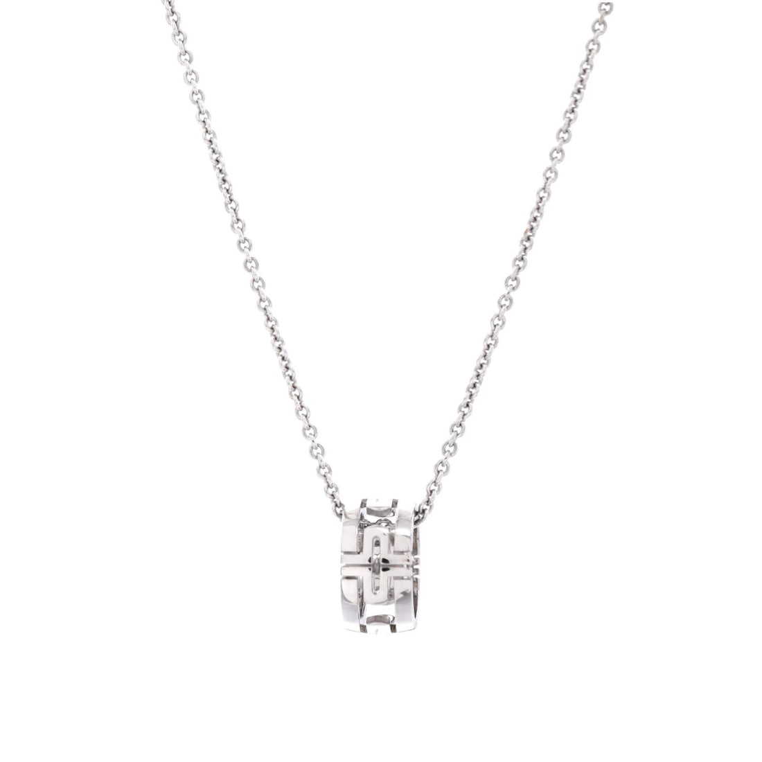 Parentesi ring pendant necklace in 18K white gold: Parentesi ring pendant necklace in 18K white gold The Parentesi ring pendant necklace in 18K white gold boasts sleek lines and understated elegance. This stunning piece features 18K white gold craftsm