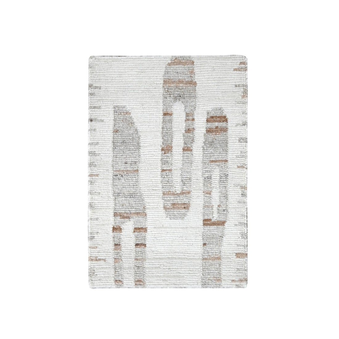2'2"x3' Ivory Minimalist Swedish Design Flat Weave Hand Knotted Wool Rug: 2'2"x3' Ivory Minimalist Swedish Design Flat Weave Hand Knotted Wool Rug This stunning Ivory Minimalist Swedish Design Flat Weave Hand Knotted Wool Rug boasts a sleek, rectangular shape and a subtle, 
