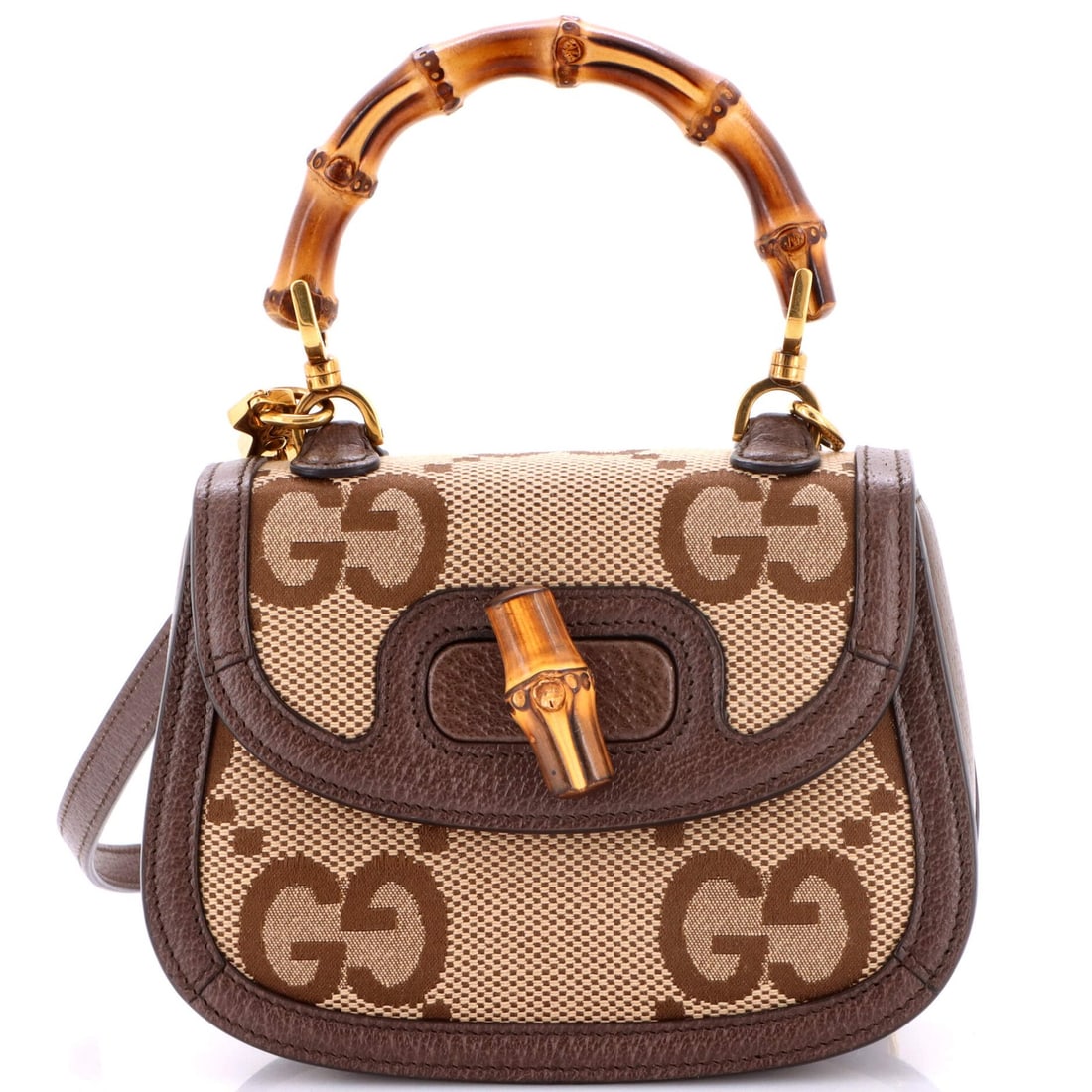 Bamboo 1947 Gucci Top Handle Bag Mini GG Canvas Jumbo (1 of 7)