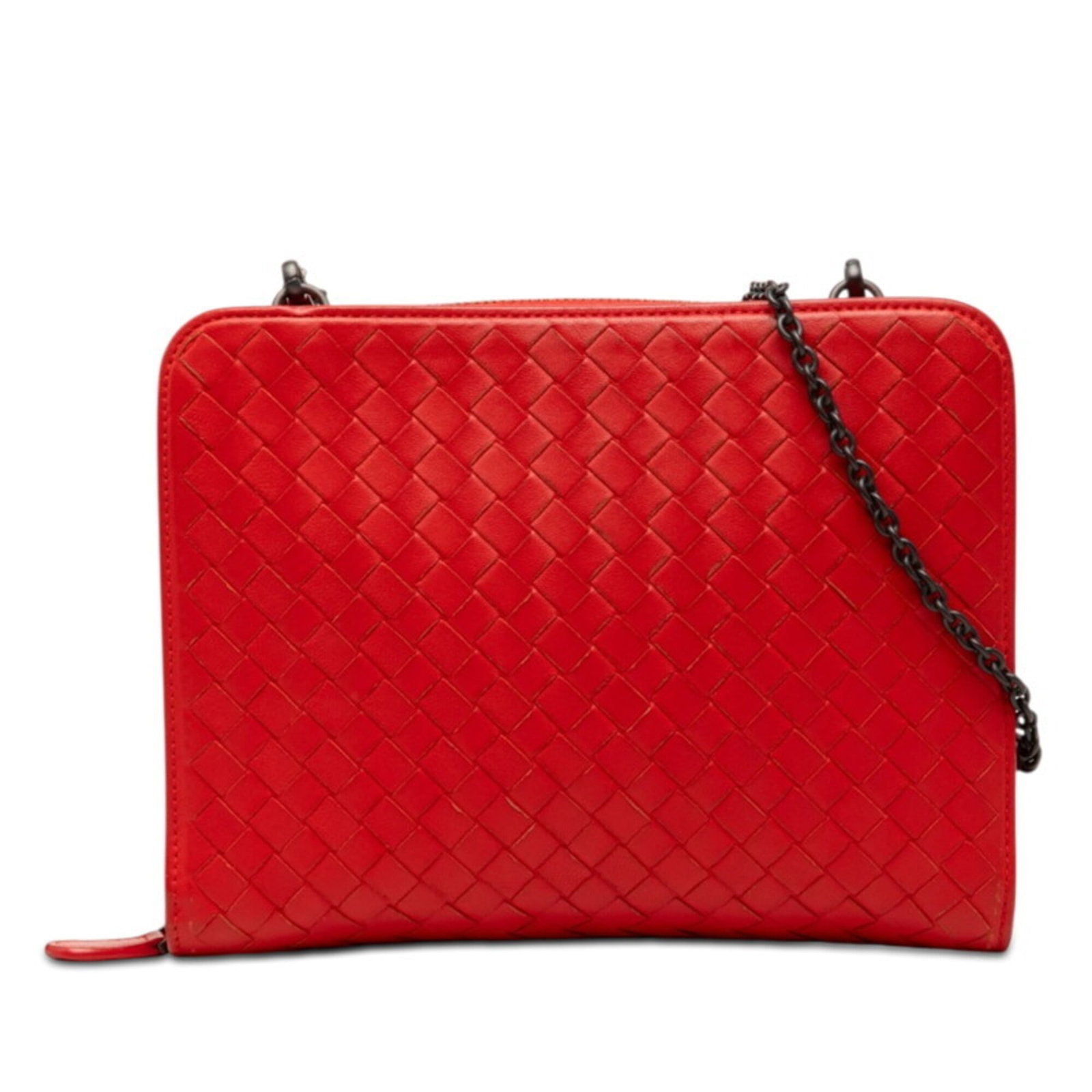 Bottega Veneta Shoulder Bag Leather: Bottega Veneta Shoulder Bag Leather Red Bottega Veneta Leather Shoulder Bag, measuring 16.5cm x 21.5cm x 4cm in size, features a distinctive red color and high-quality leather material. The bag's clas