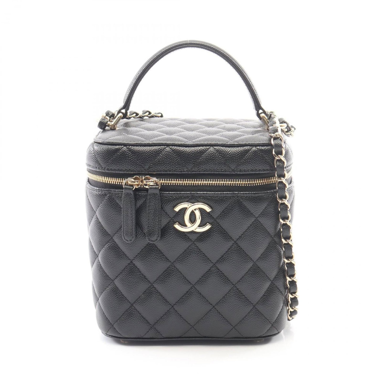 Vanity Grained Calfskin Shoulder Handbag Bag Chanel: Vanity Grained Calfskin Shoulder Handbag Bag Chanel The Chanel MPN AS2362 Vanity Grained Calfskin Shoulder Handbag boasts sleek, sophisticated design with its black grained calfskin exterior and gold 