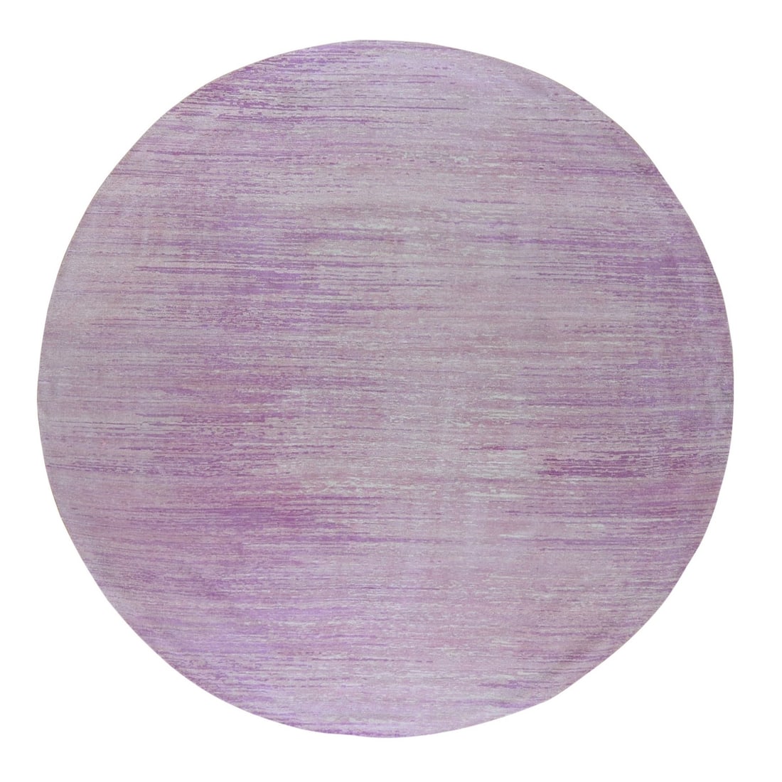 Pink Zero Pile Organic Wool Ombre Design Hand Knotted Round Rug: Pink Zero Pile Organic Wool Ombre Design Hand Knotted Round Rug Pink Zero Pile Organic Wool Ombre Design Hand Knotted Round Rug - A stunning, hand-knotted round rug featuring an ombre design in soft p