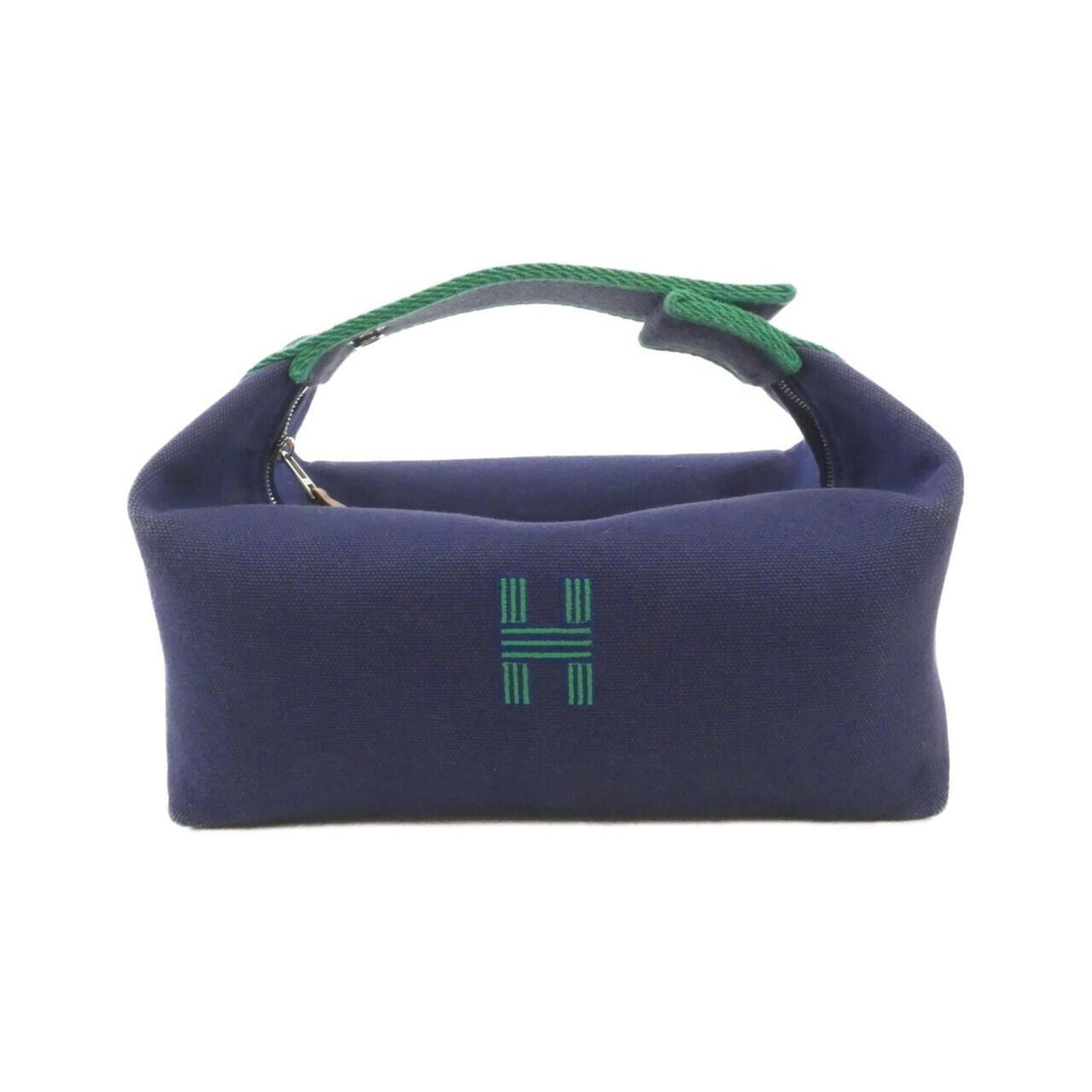 Hermes Handbag Pouch Canvas: Hermes Handbag Pouch Canvas Canvas pouch from iconic luxury brand Hermes, featuring a sleek black and marine blue design. Made from high-quality canvas material, this compact pouch measures 14cm x 21c