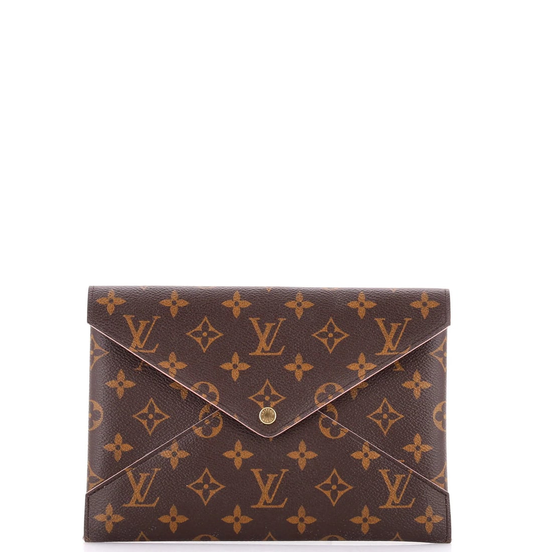 Canvas Monogram Kirigami Pochette GM Louis Vuitton: Canvas Monogram Kirigami Pochette GM Louis Vuitton Canvas Monogram Kirigami Pochette GM Louis Vuitton features a unique monogram canvas exterior with brown color, and a leather interior in pink. The p