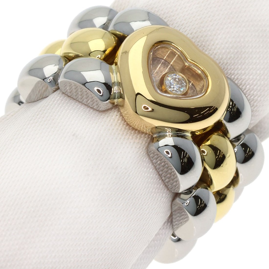 Chopard Happy Diamond Heart Ring K18 Yellow Gold Stainless Steel: Chopard Happy Diamond Heart Ring K18 Yellow Gold Stainless Steel Chopard's Happy Diamond Heart Ring shines with K18 yellow gold and a stunning diamond, set in a durable stainless steel band. This eleg