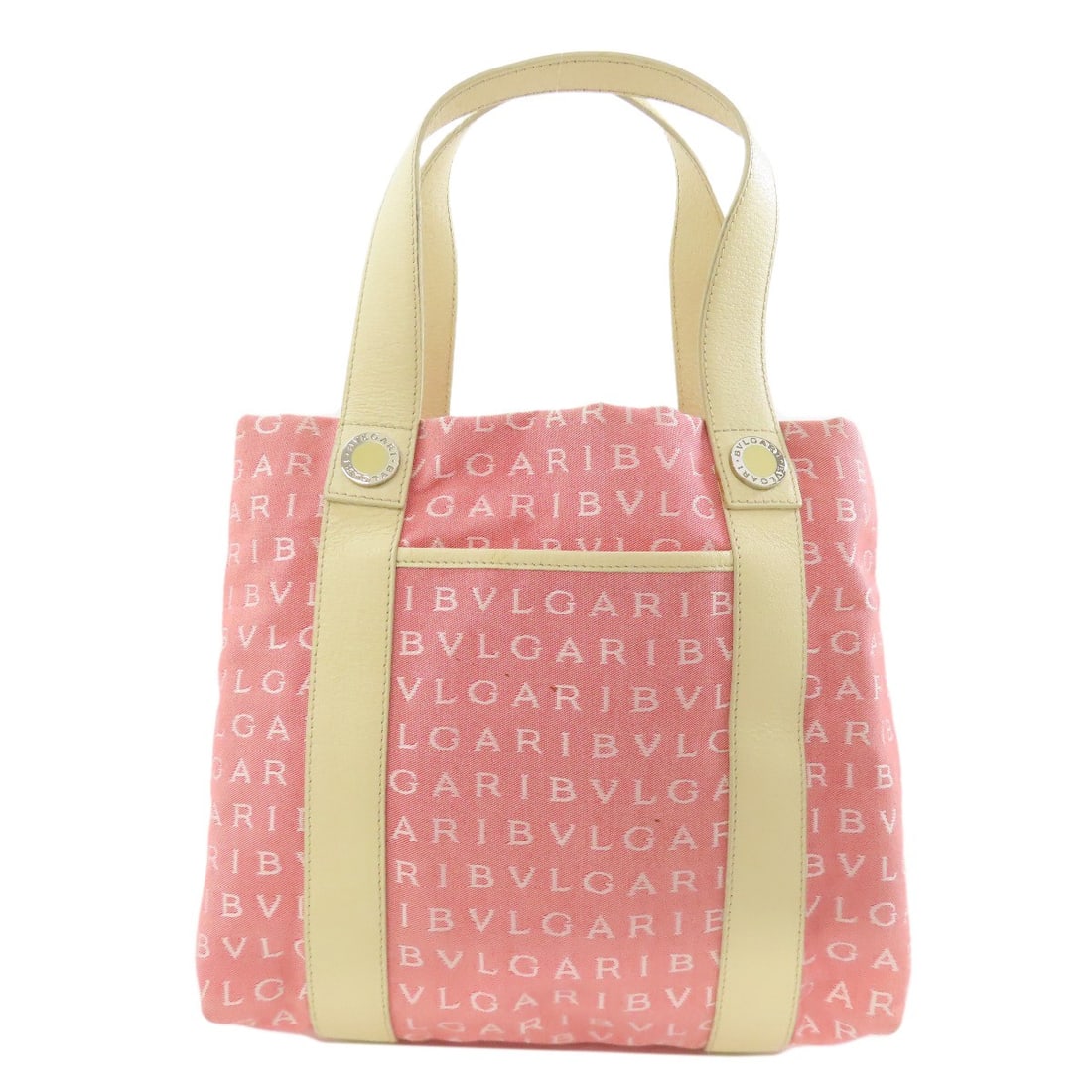 Bvlgari Logo Mania Tote Bag Canvas: Bvlgari Logo Mania Tote Bag Canvas Pink canvas tote bag with the BVLGARI logo, a stylish and eye-catching accessory. The bag's exterior features a vibrant pink color that makes it stand out. Made from