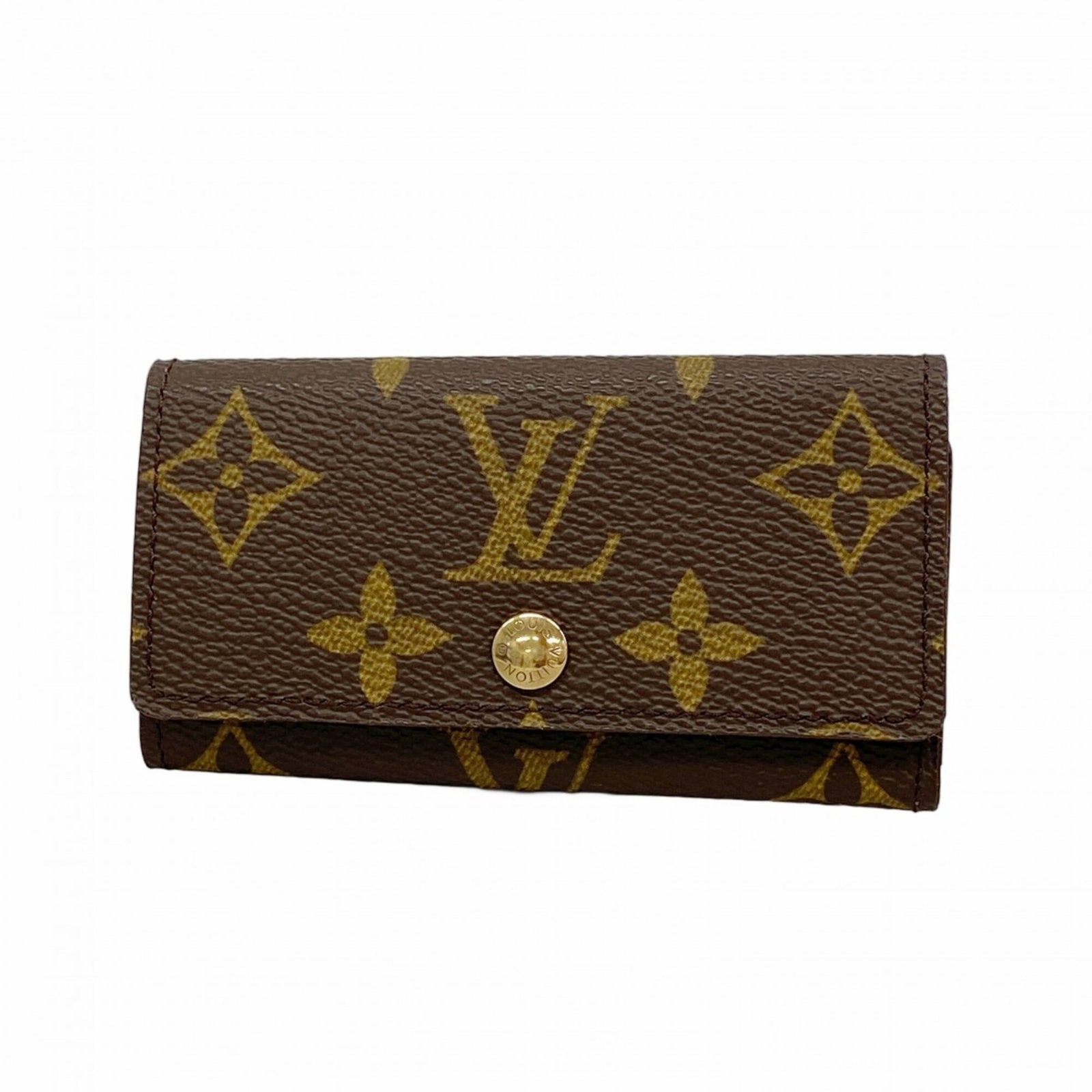 Louis Vuitton Keycase: Louis Vuitton Keycase Brown Louis Vuitton Keycase with precise dimensions, measuring 5.5cm x 10.5cm x 1.5cm, features a classic design that showcases the brand's iconic monogram pattern. This compact 